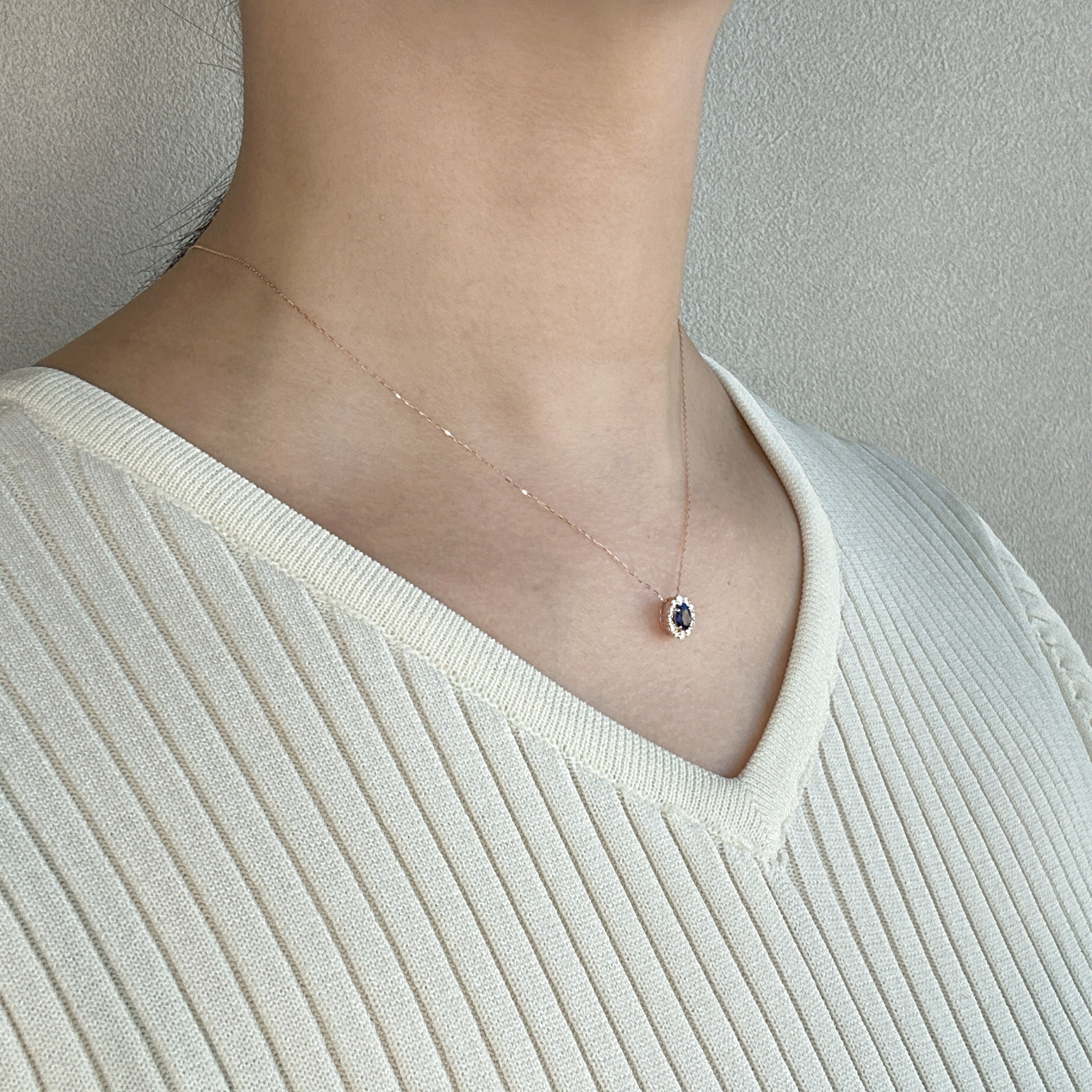 506［一点物］ネックレス  ブルーサファイア 0.45ct OV K18PG