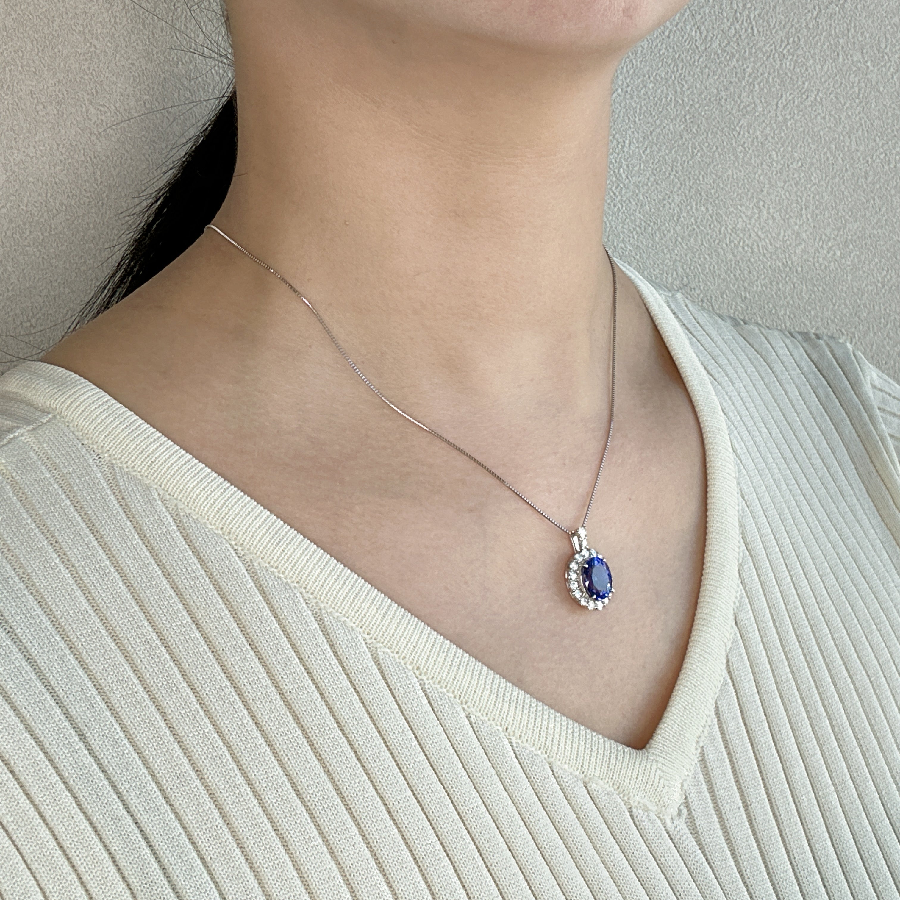 505［一点物］ネックレス  タンザナイト 3.4ct OV PT