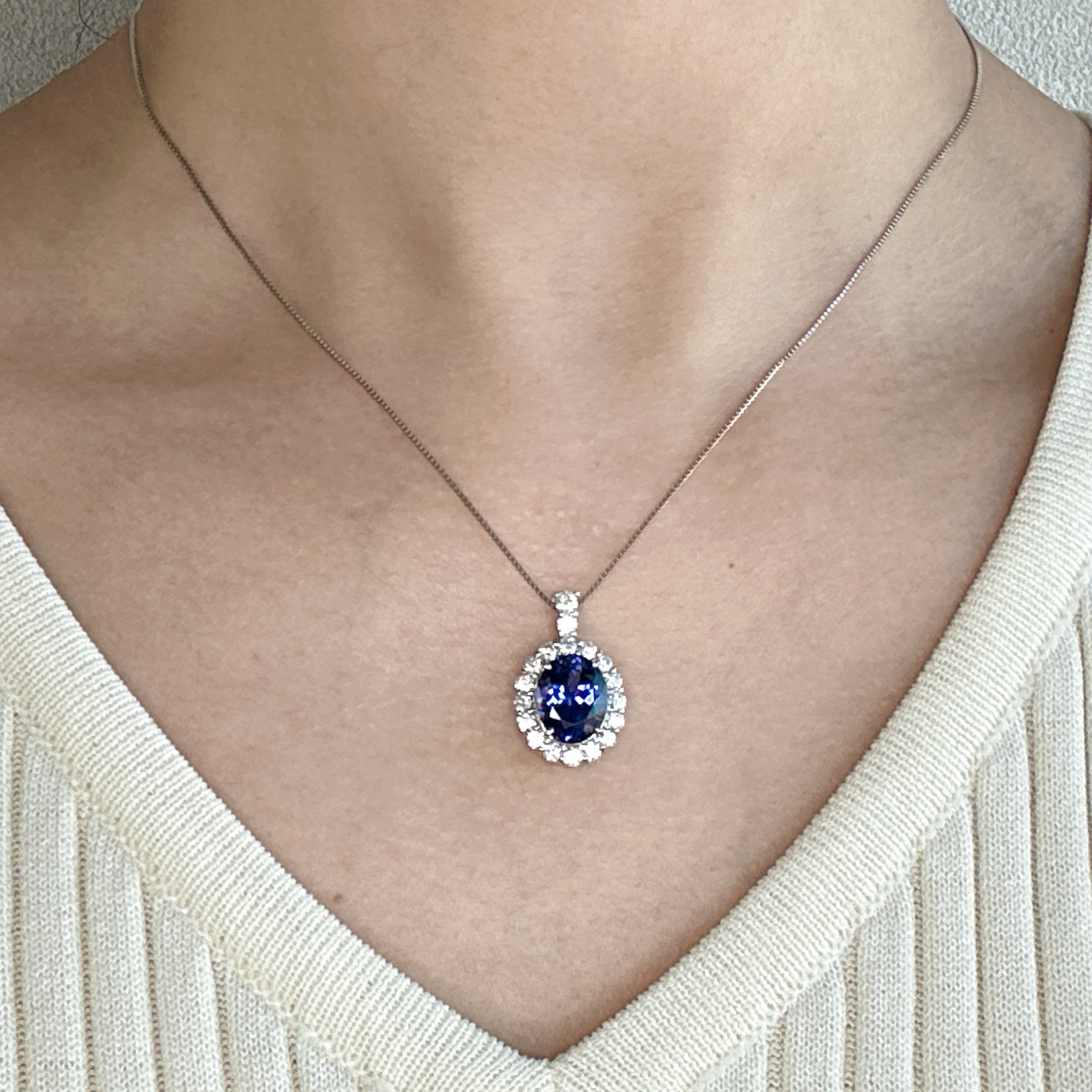 505［一点物］ネックレス  タンザナイト 3.4ct OV PT