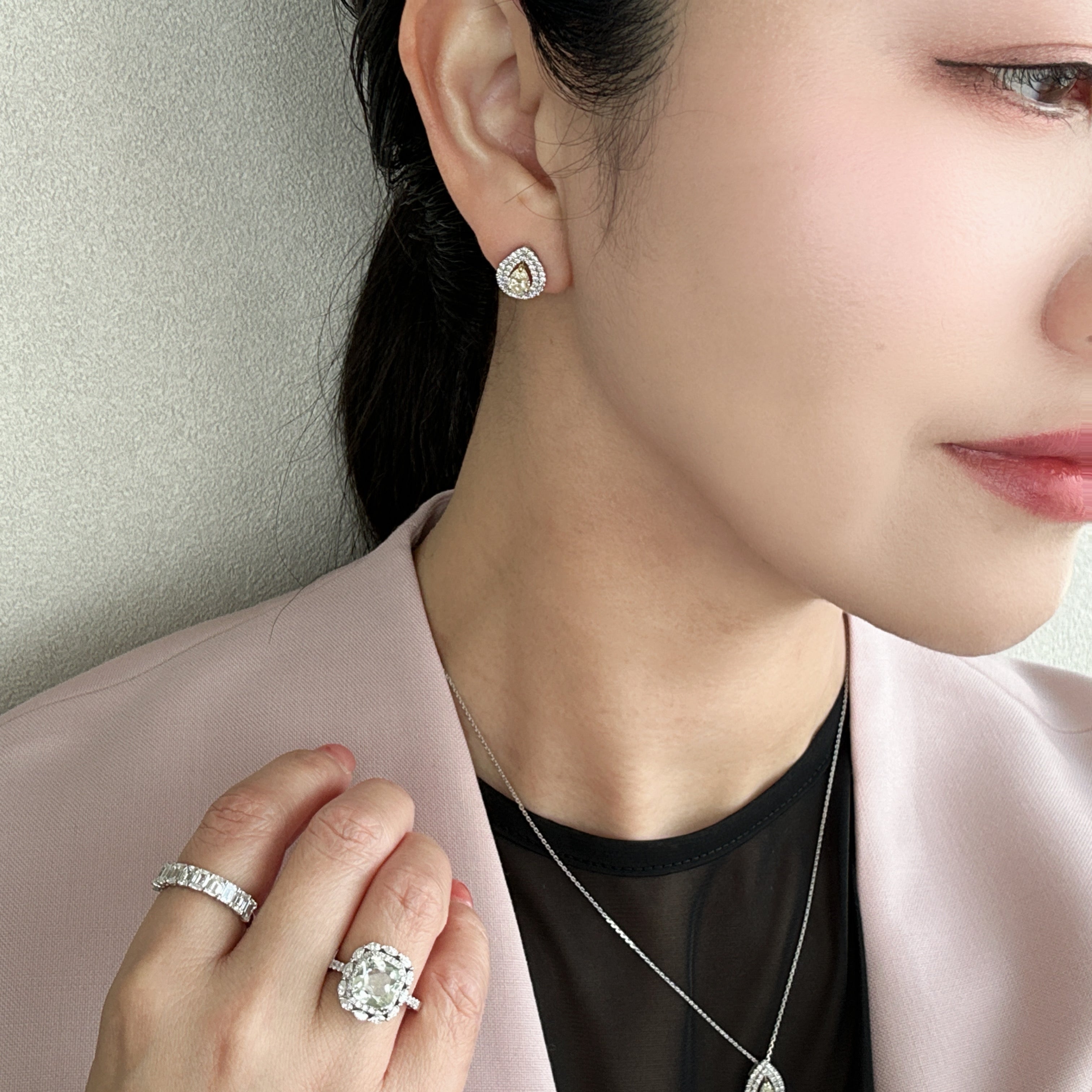 ［ポワール］ ピアス ライトイエローダイヤ 0.3ct PS