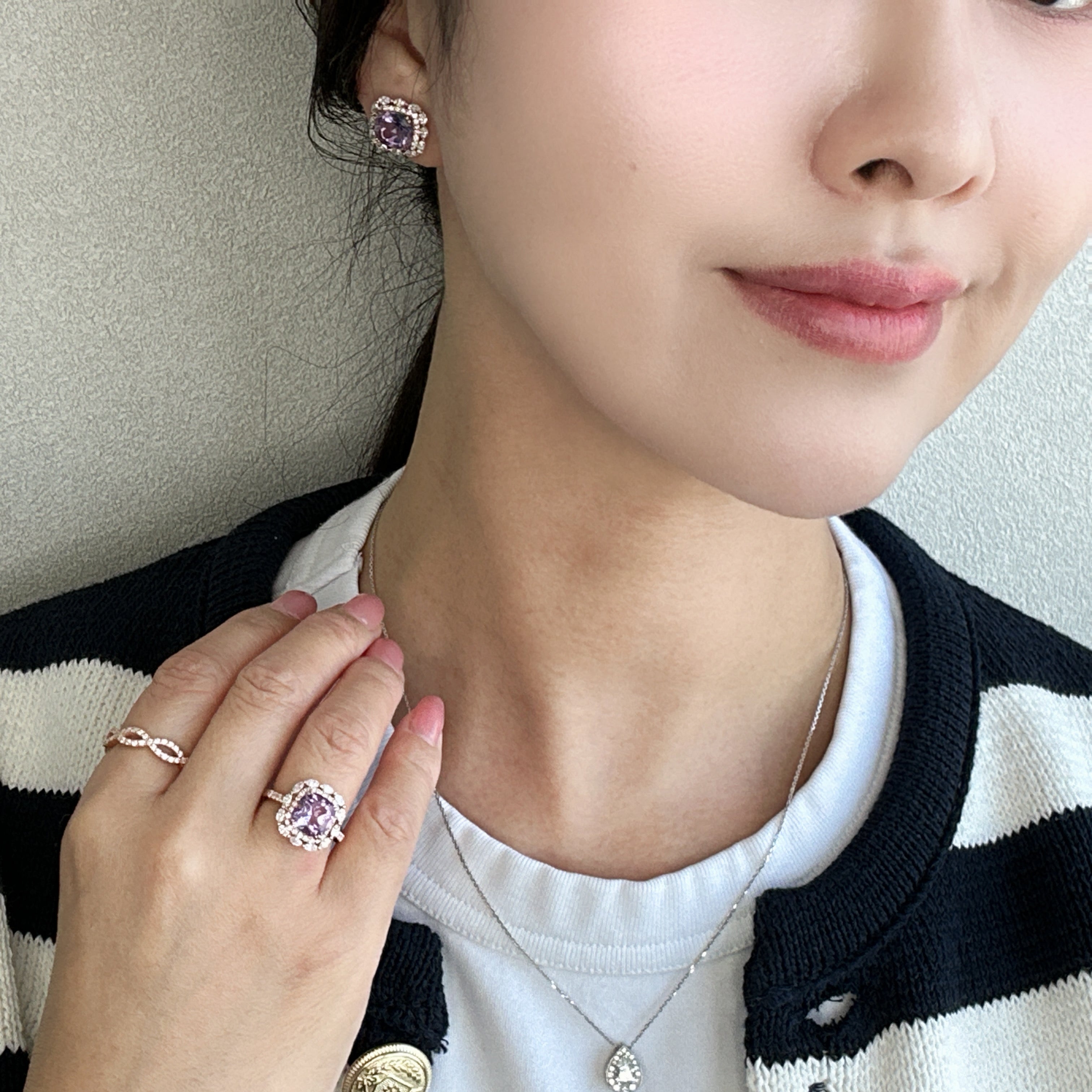 ［マドンナリリー］ピアス ライトアメジスト/グリーンアメジスト/タンザナイト