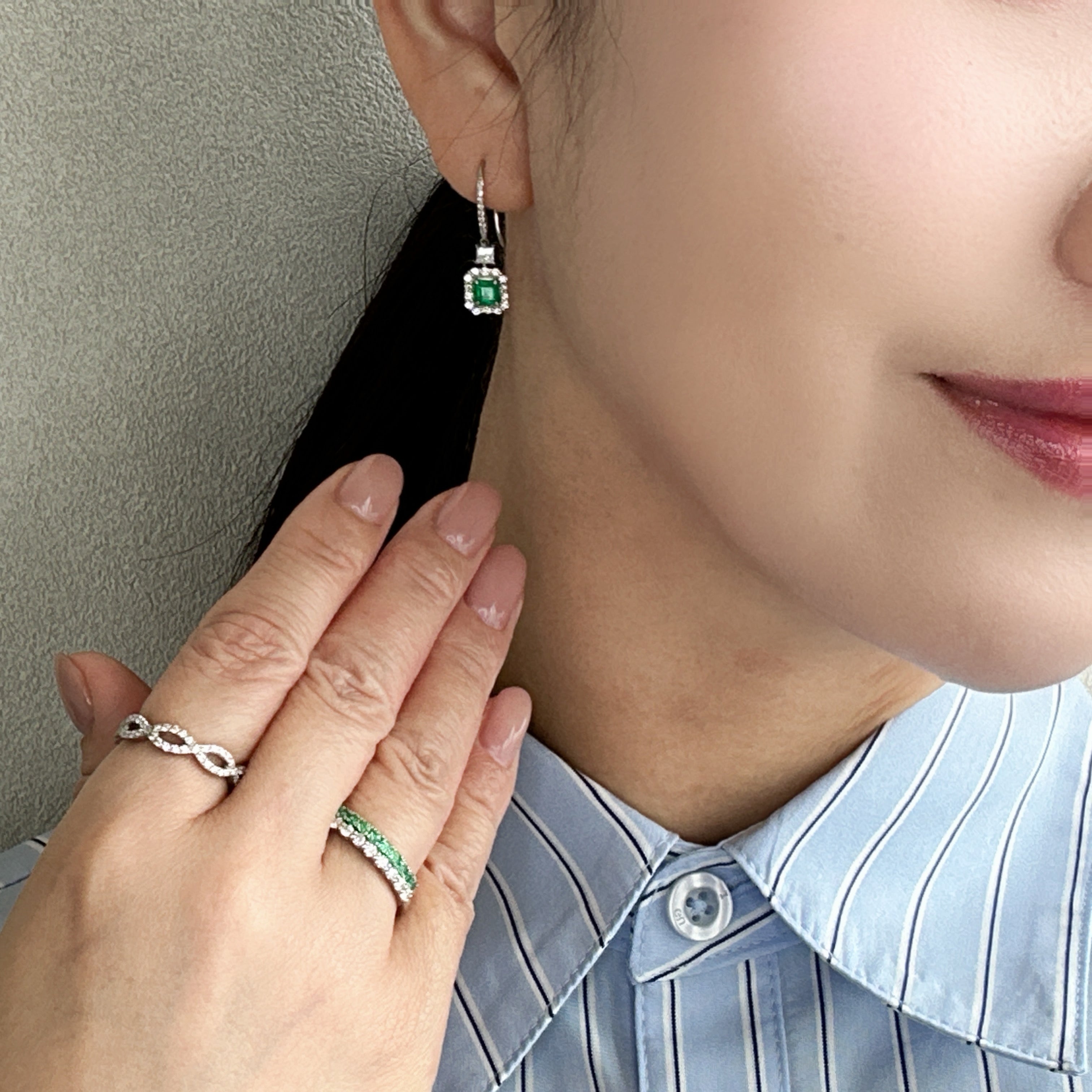 36［一点物］ピアス エメラルド 0.3ct×2 SQ PT