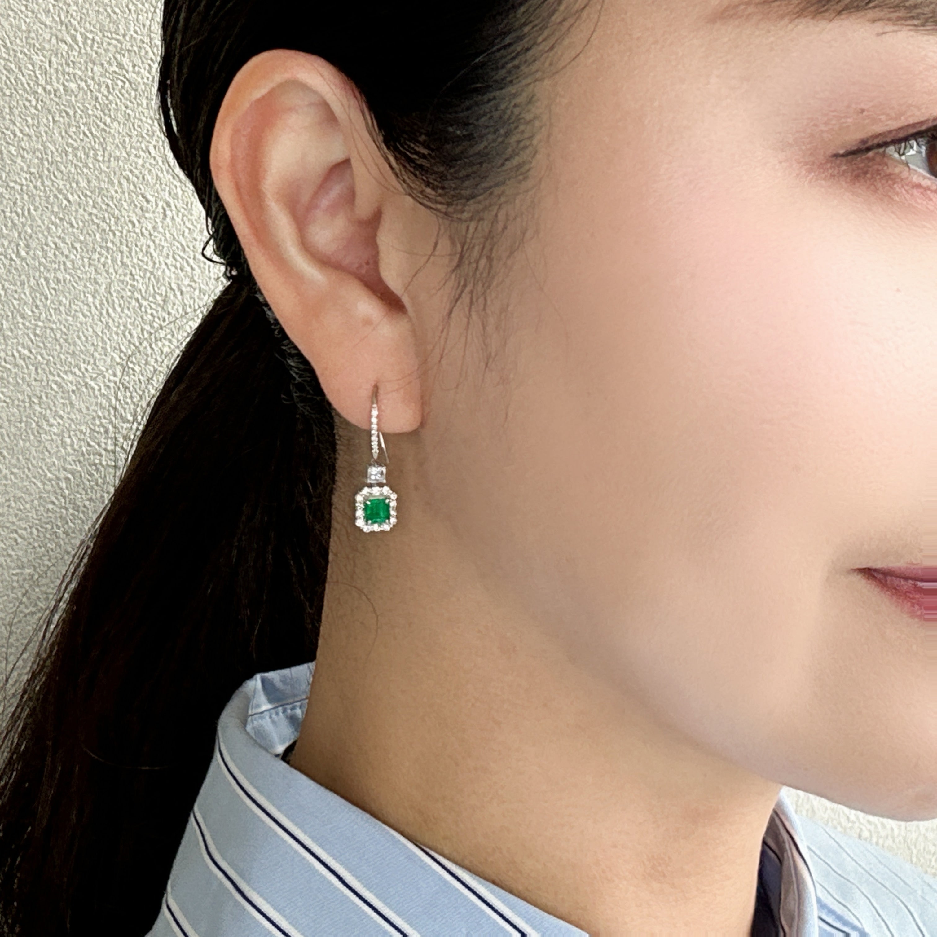 36［一点物］ピアス エメラルド 0.3ct×2 SQ PT