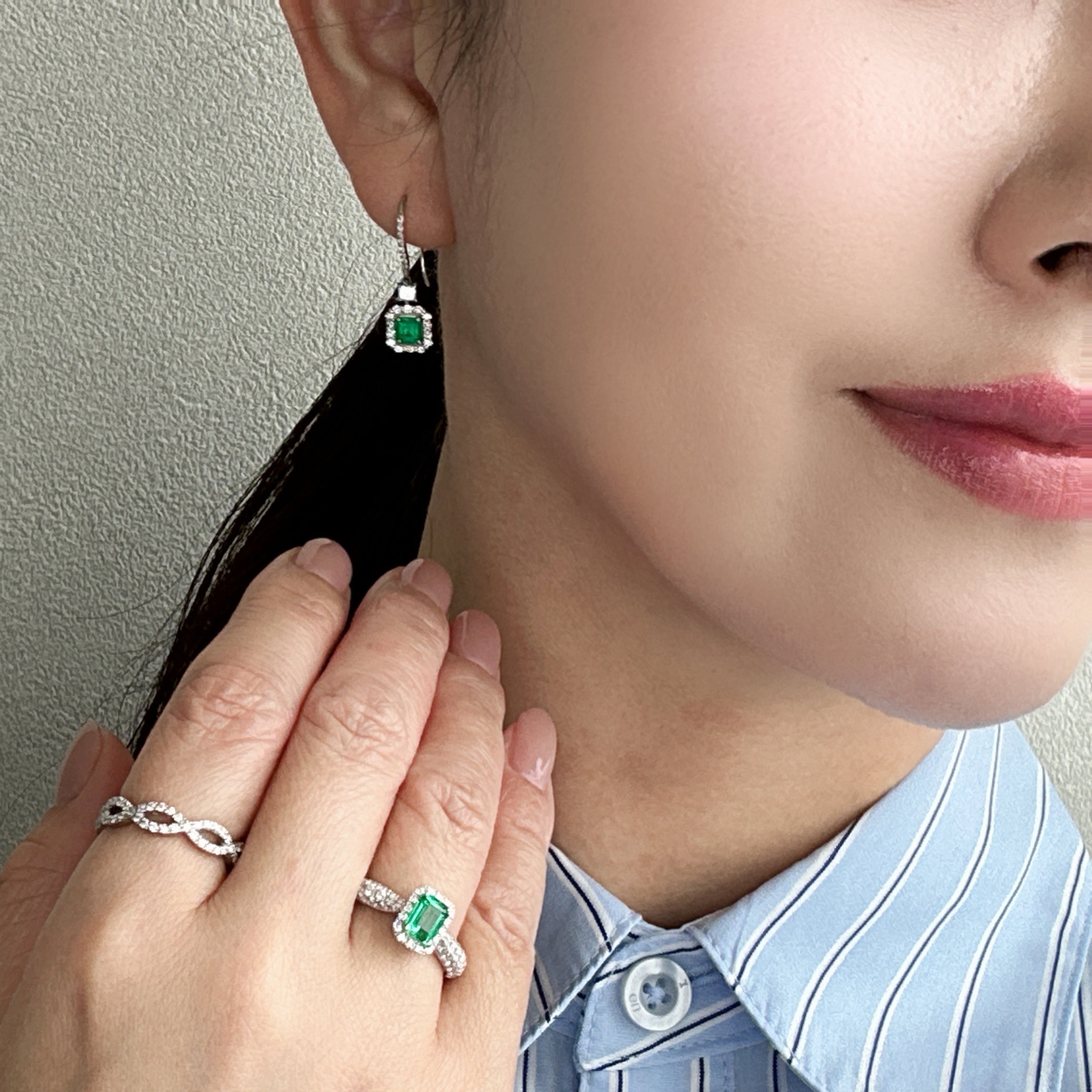 36［一点物］ピアス エメラルド 0.3ct×2 SQ PT