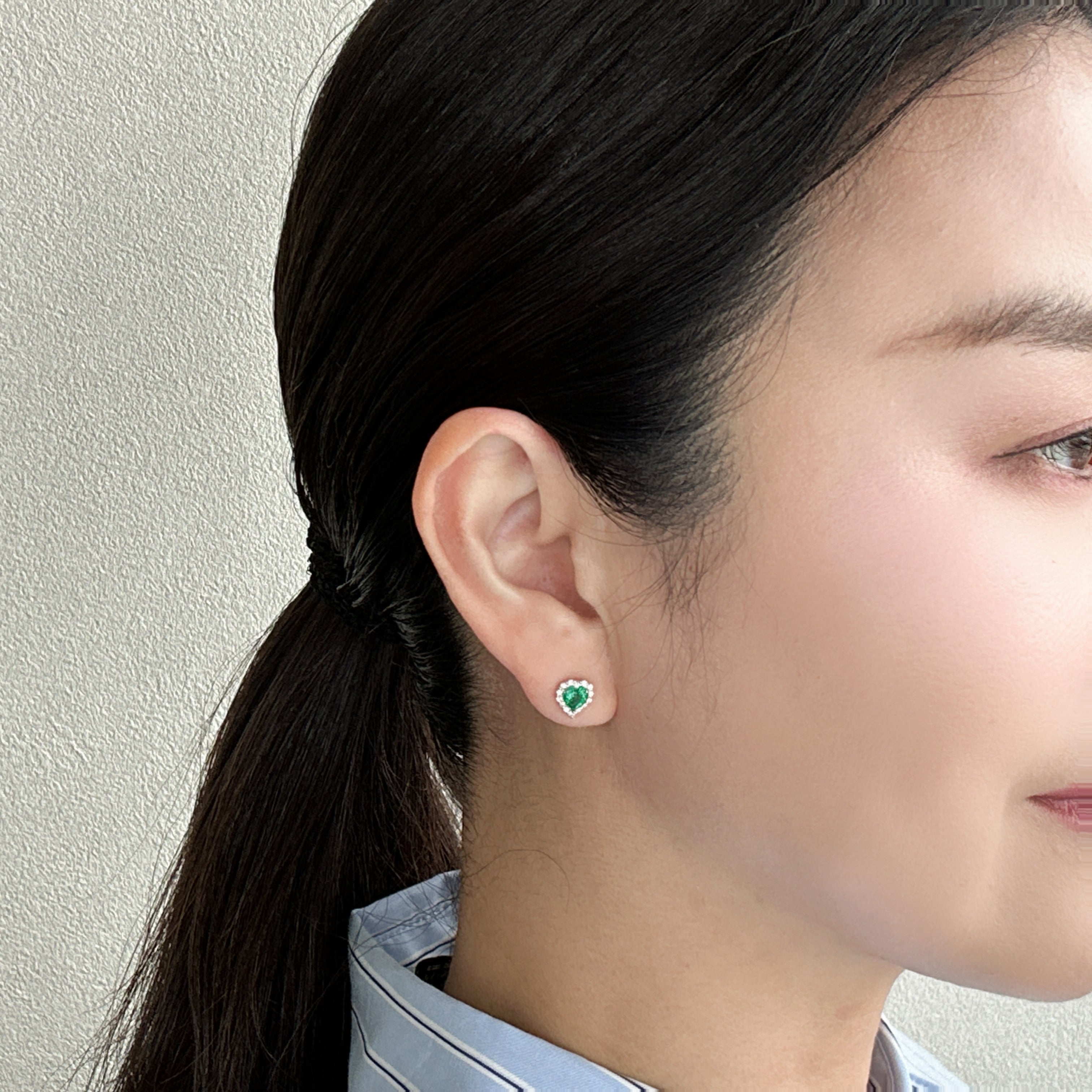 42［一点物/エムロード］ピアス エメラルド 0.2ct×2 HS PT