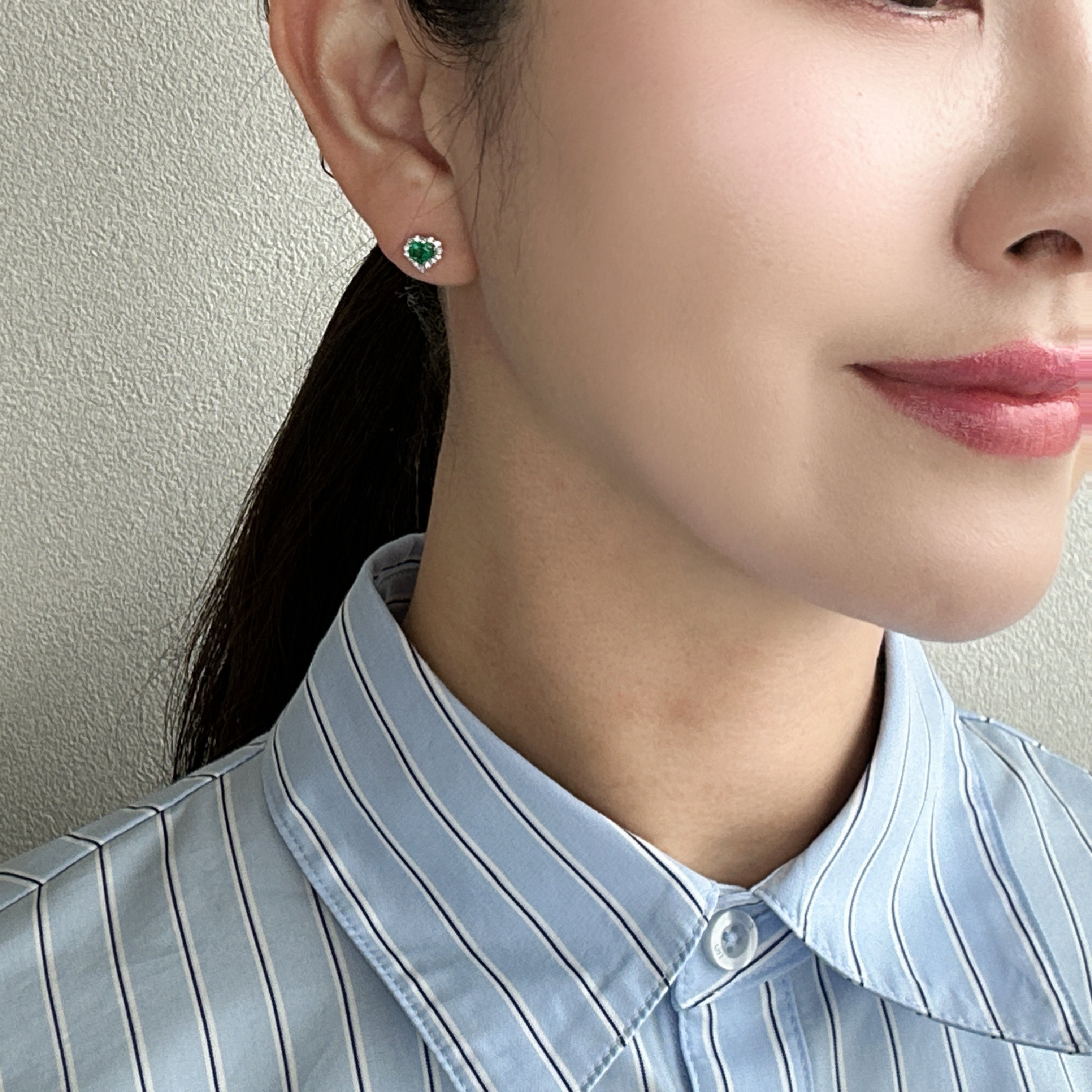 42［一点物/エムロード］ピアス エメラルド 0.2ct×2 HS PT