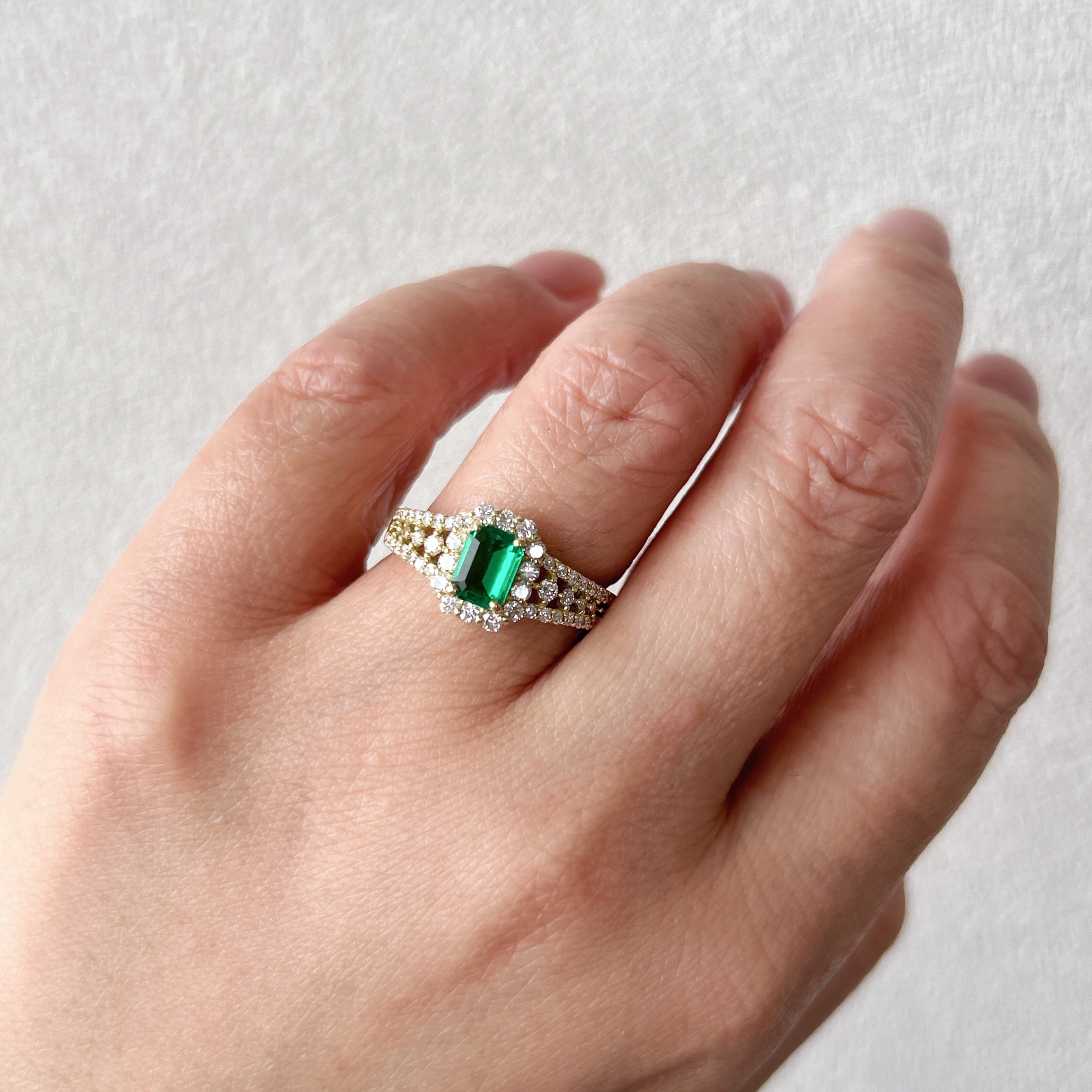 19［一点物］リング エメラルド0.5ct前後 SQ K18YG