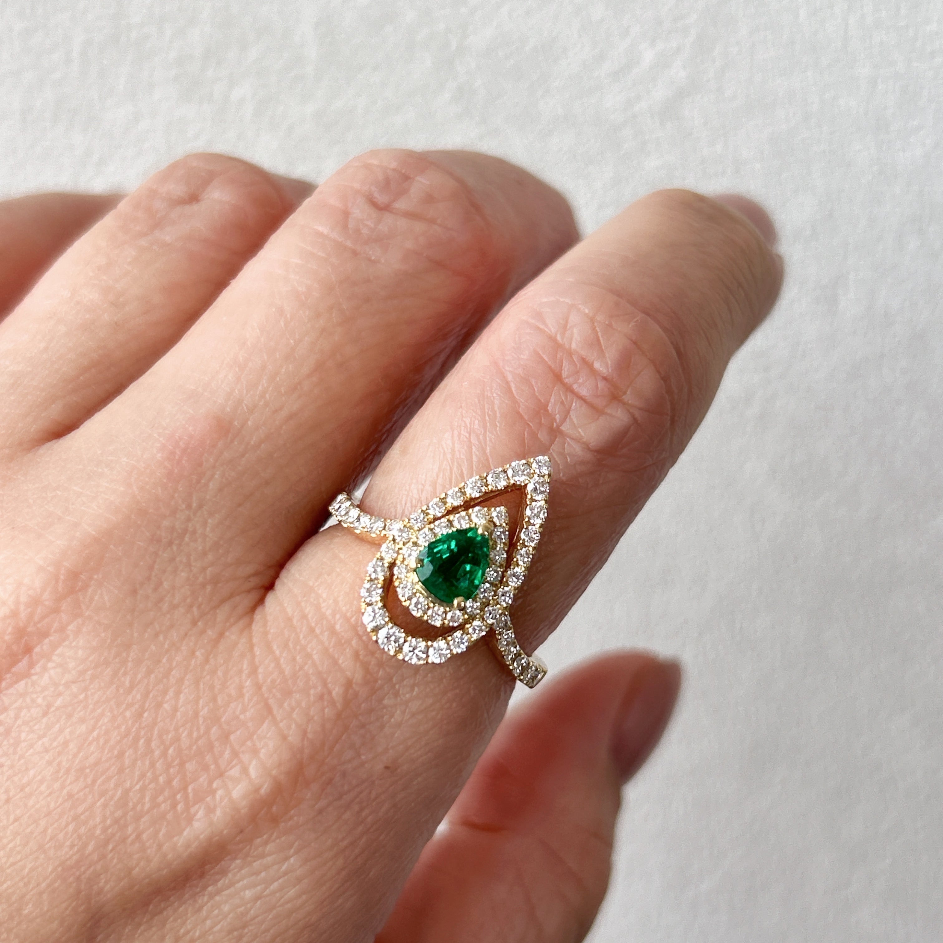 17［一点物/ブランシェ］リング エメラルド 0.37ct PS K18YG