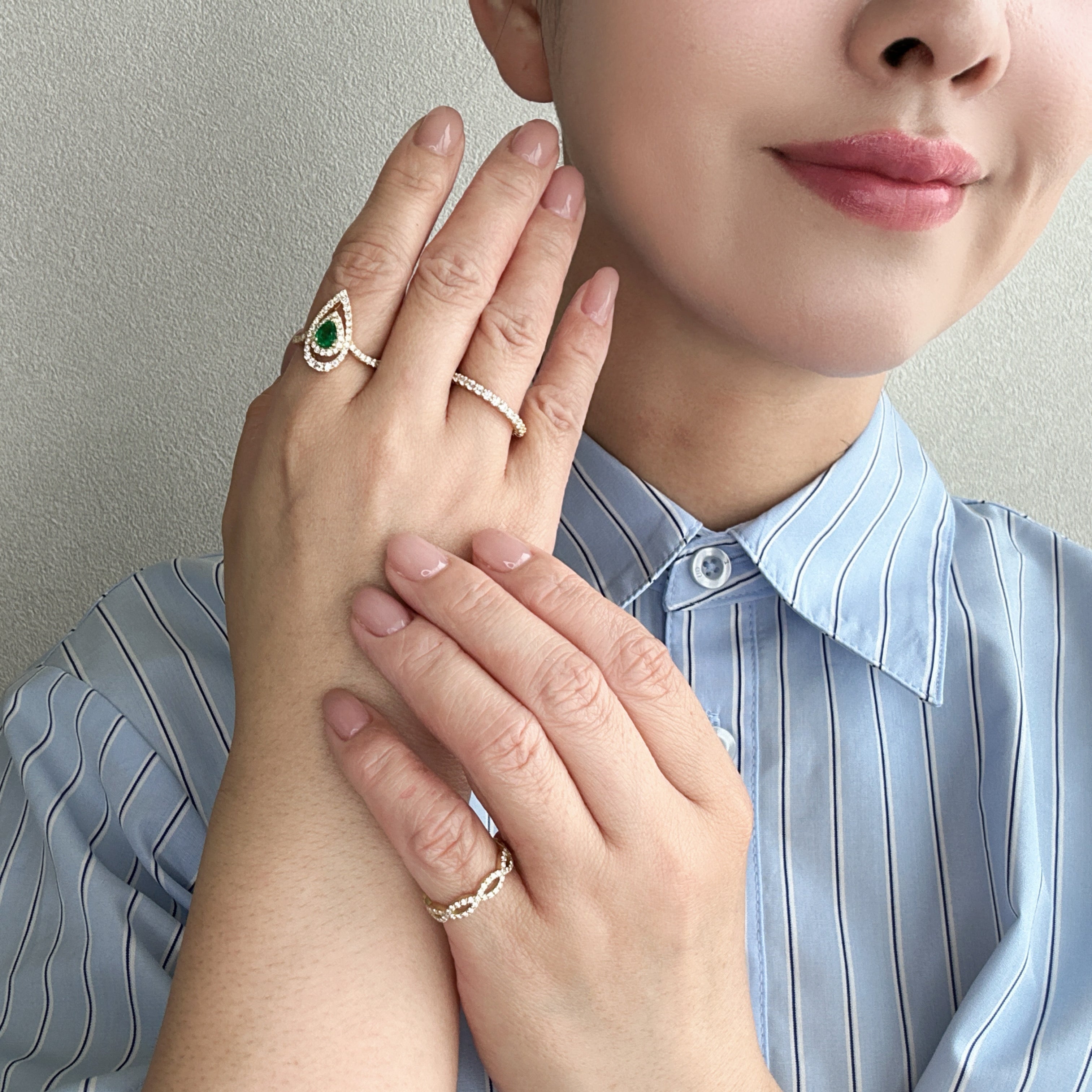 17［一点物/ブランシェ］リング エメラルド 0.37ct PS K18YG