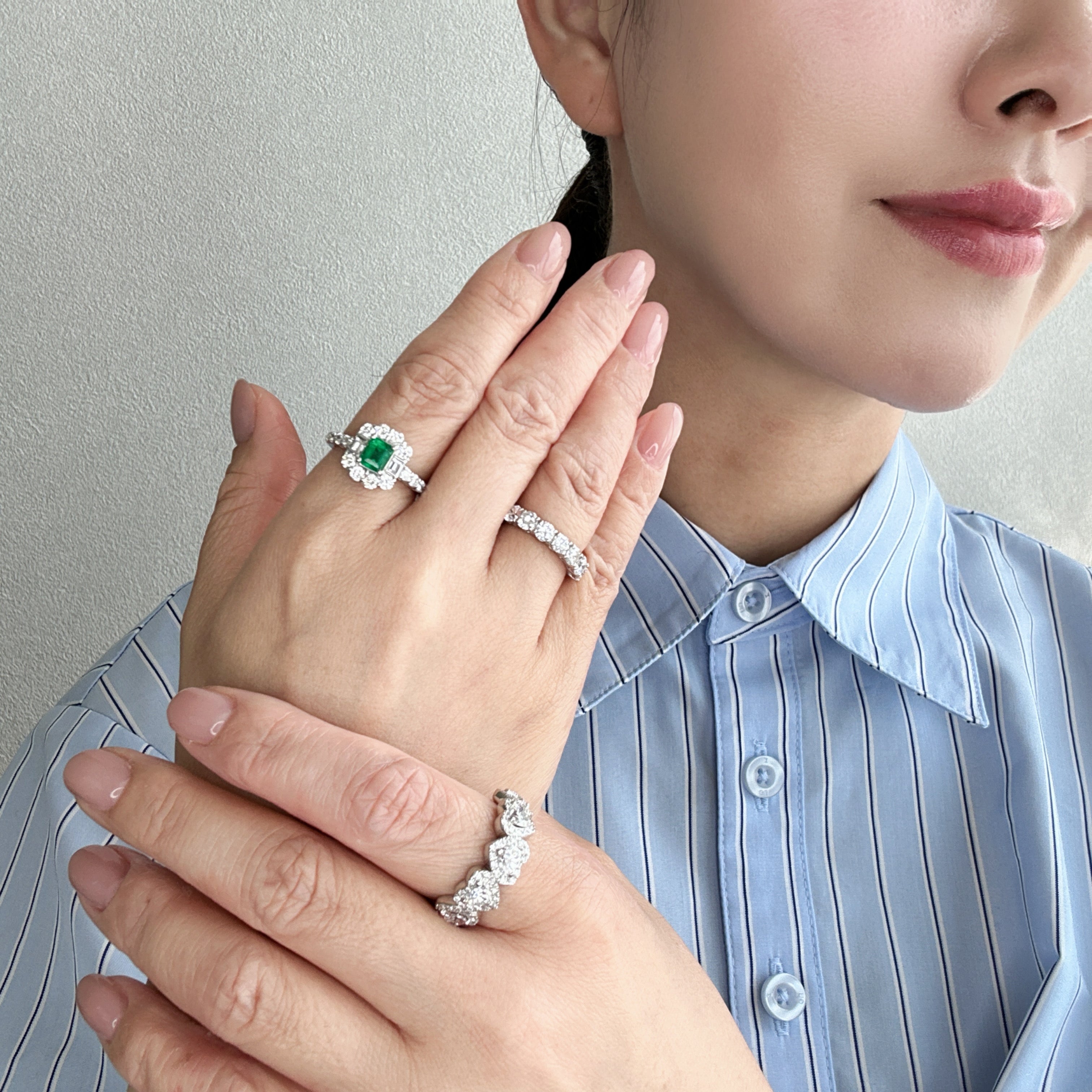 15［一点物/シュクル］リング エメラルド 中石0.6ct EM PT〜 超特品 色綺麗