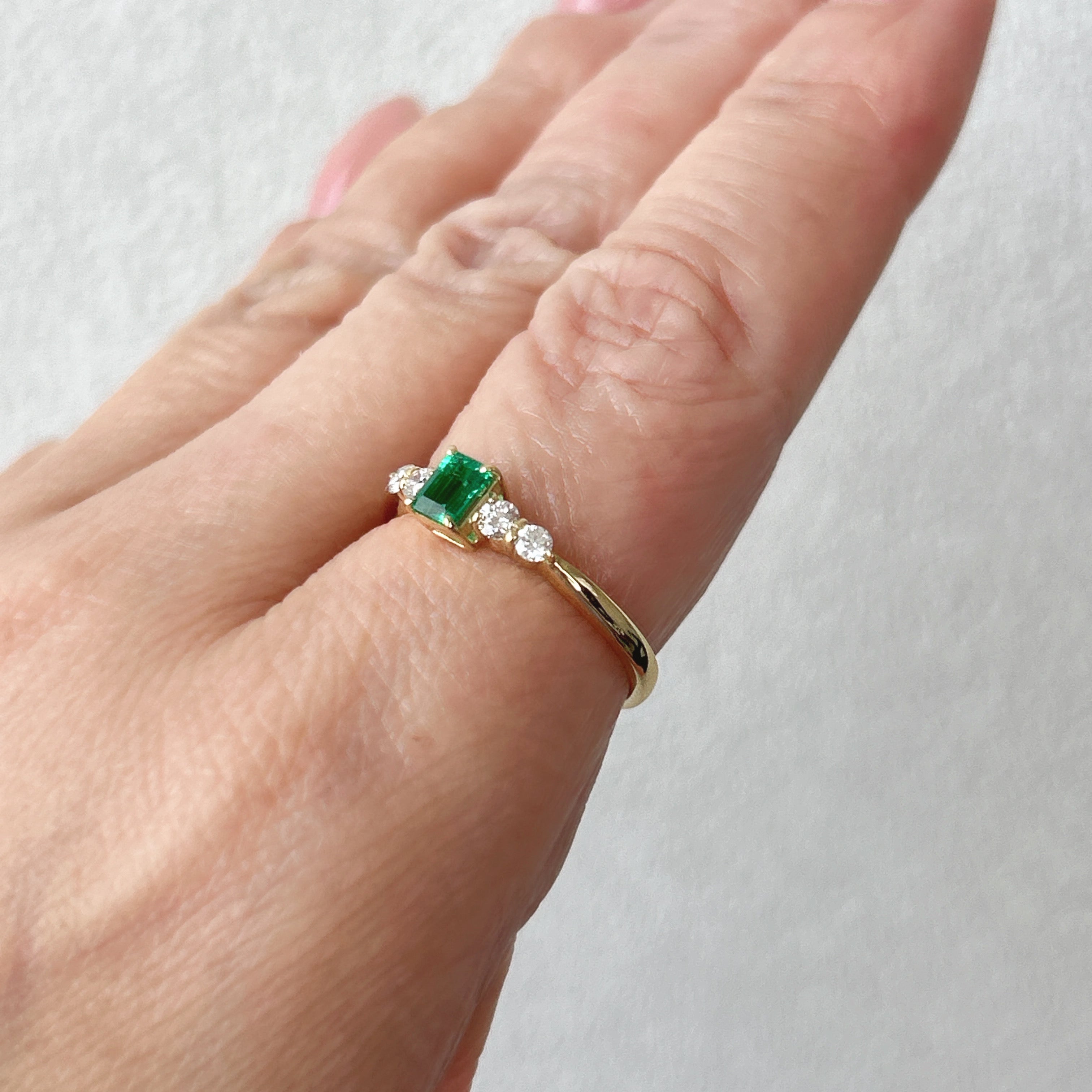 29［一点物］リング エメラルド 0.26ct SQ K18YG