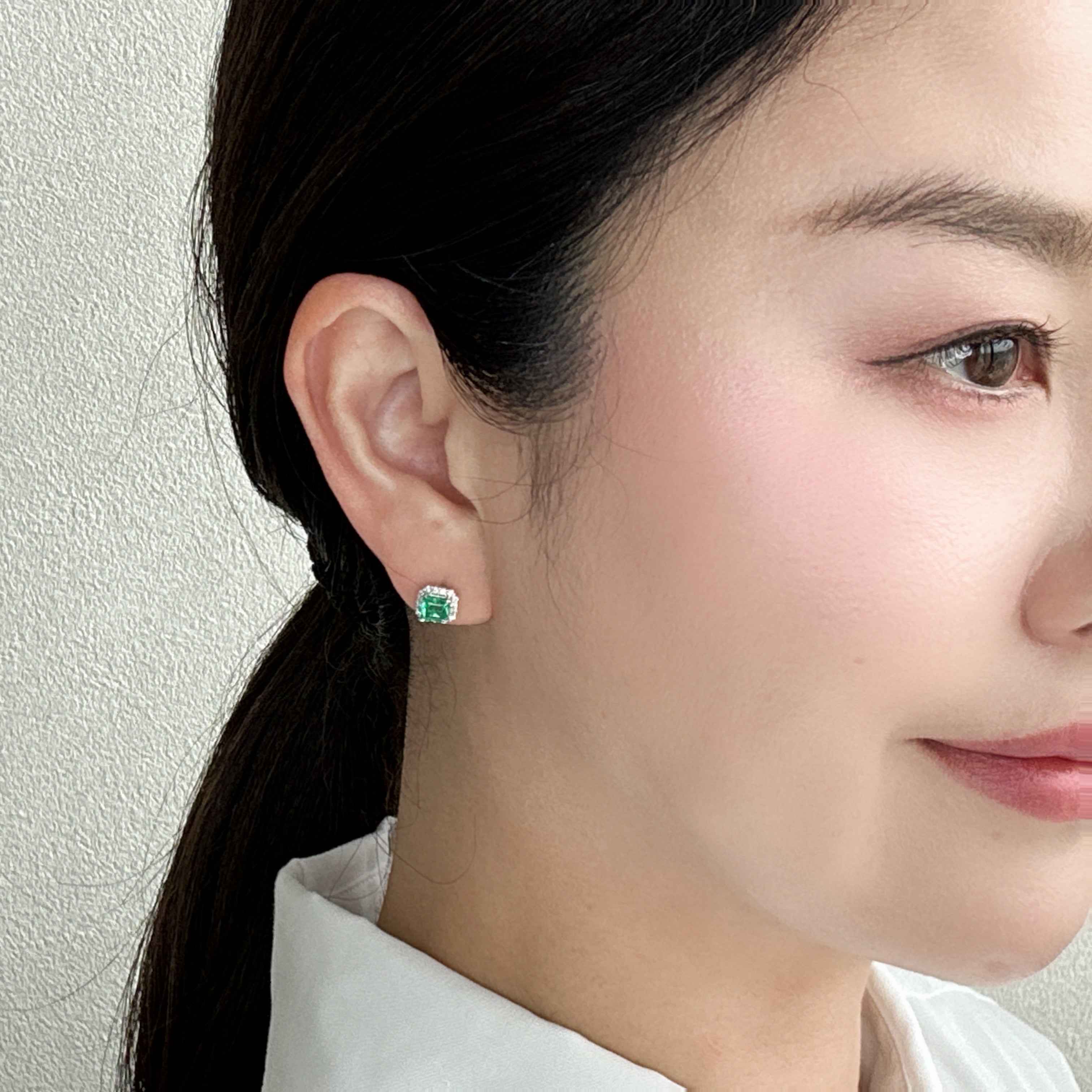 41［一点物/エムロード］ピアス エメラルド 0.4ct×2 SQ PT