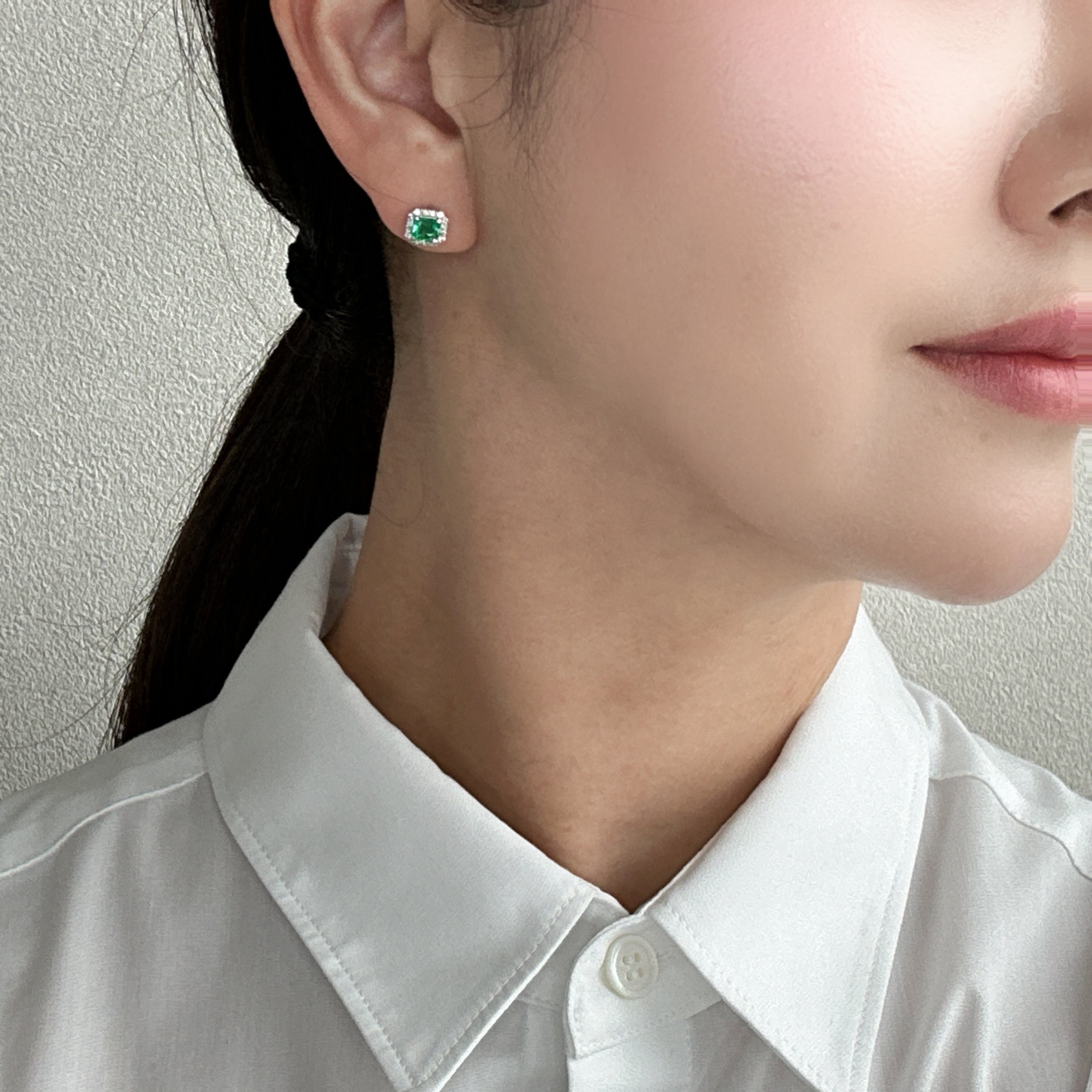 41［一点物/エムロード］ピアス エメラルド 0.4ct×2 SQ PT