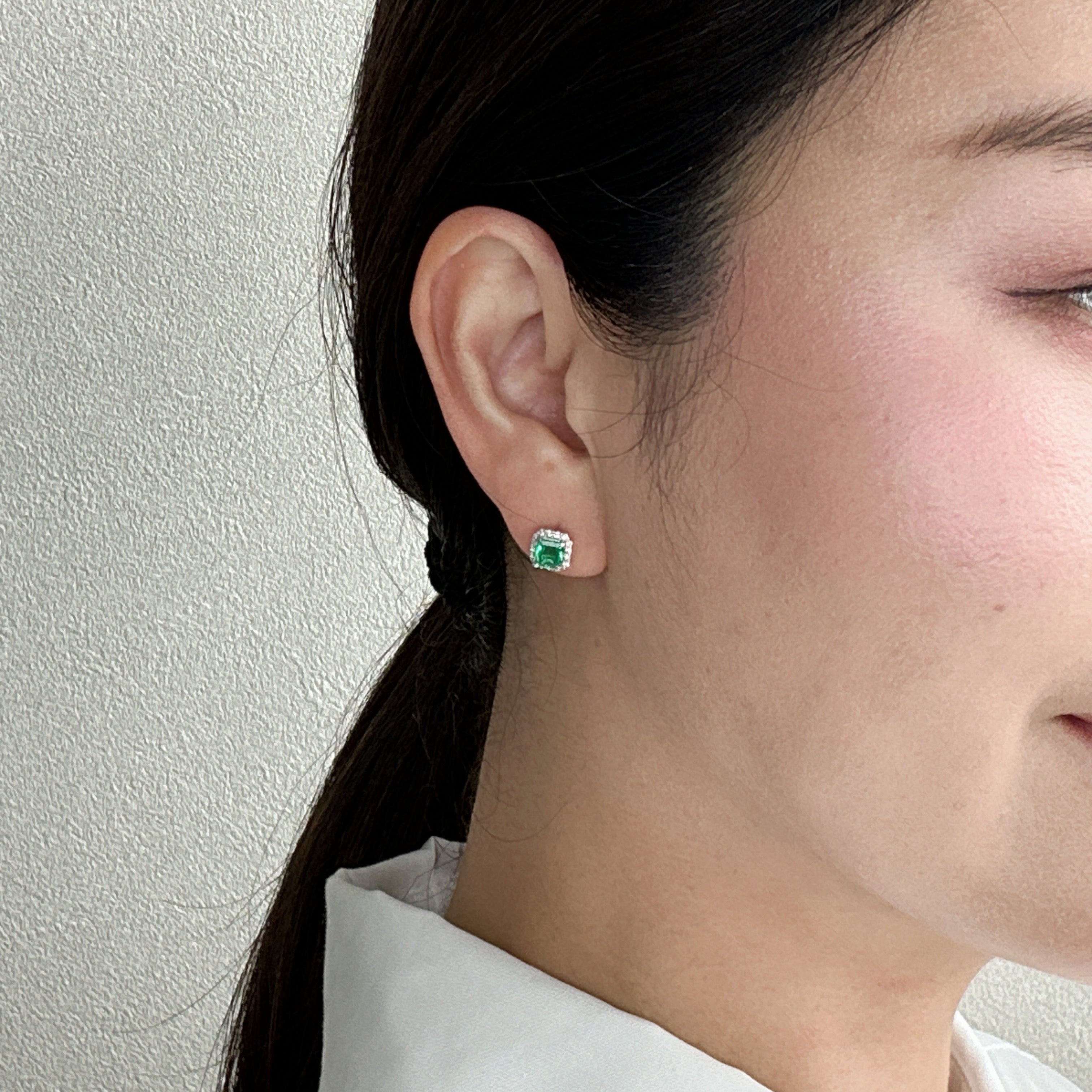 41［一点物/エムロード］ピアス エメラルド 0.4ct×2 SQ PT