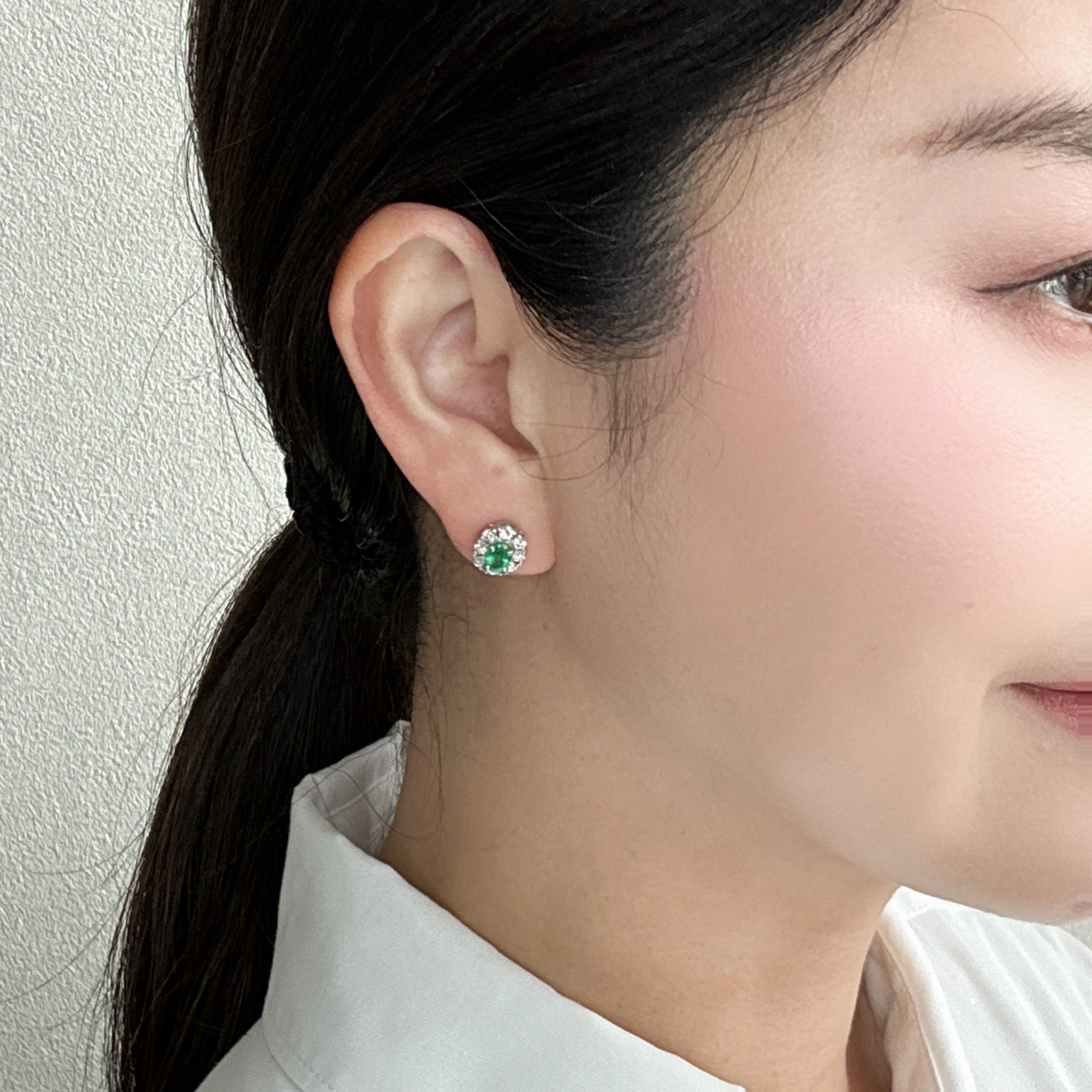 40［一点物］ピアス エメラルド 0.4ct×2 OV PT