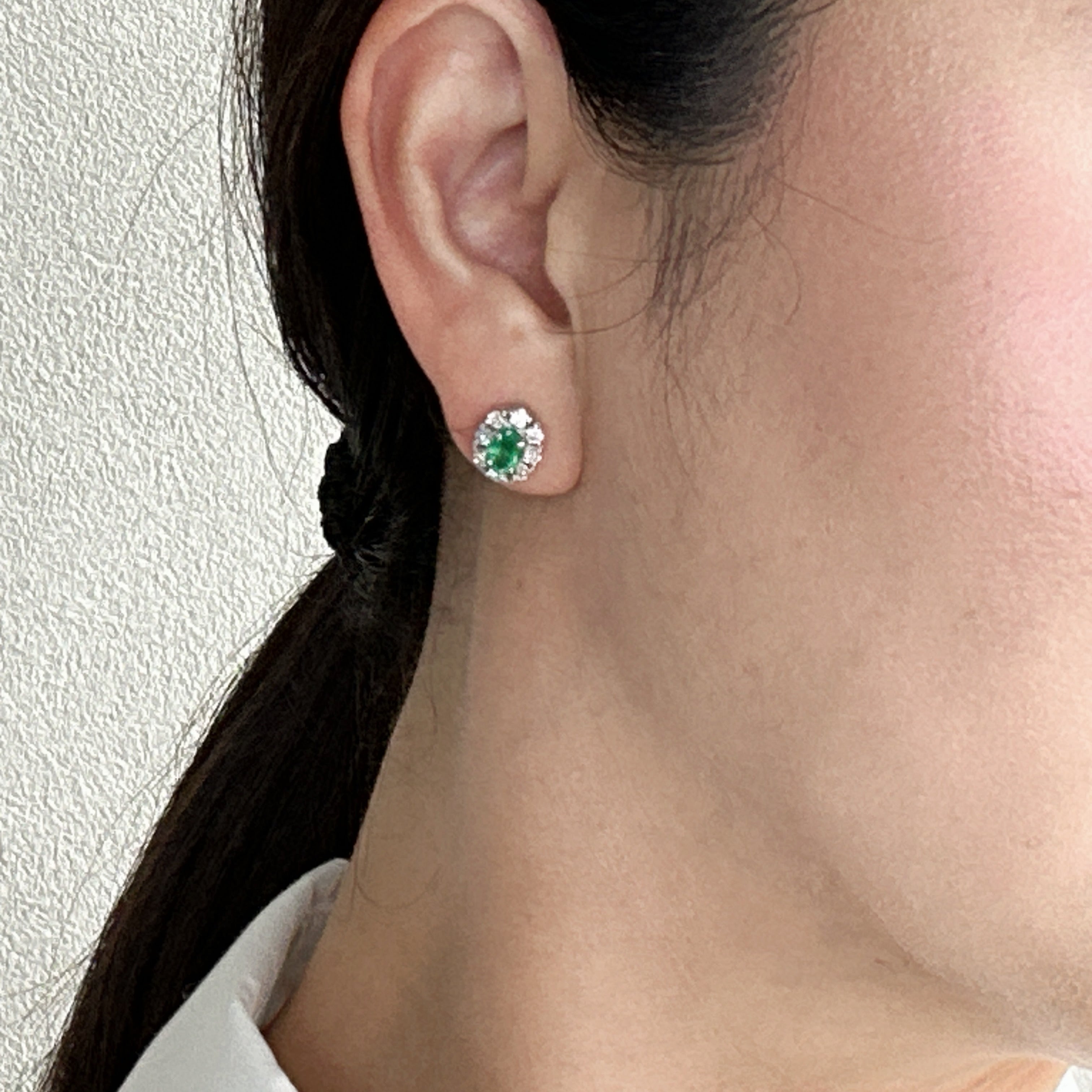 40［一点物］ピアス エメラルド 0.4ct×2 OV PT