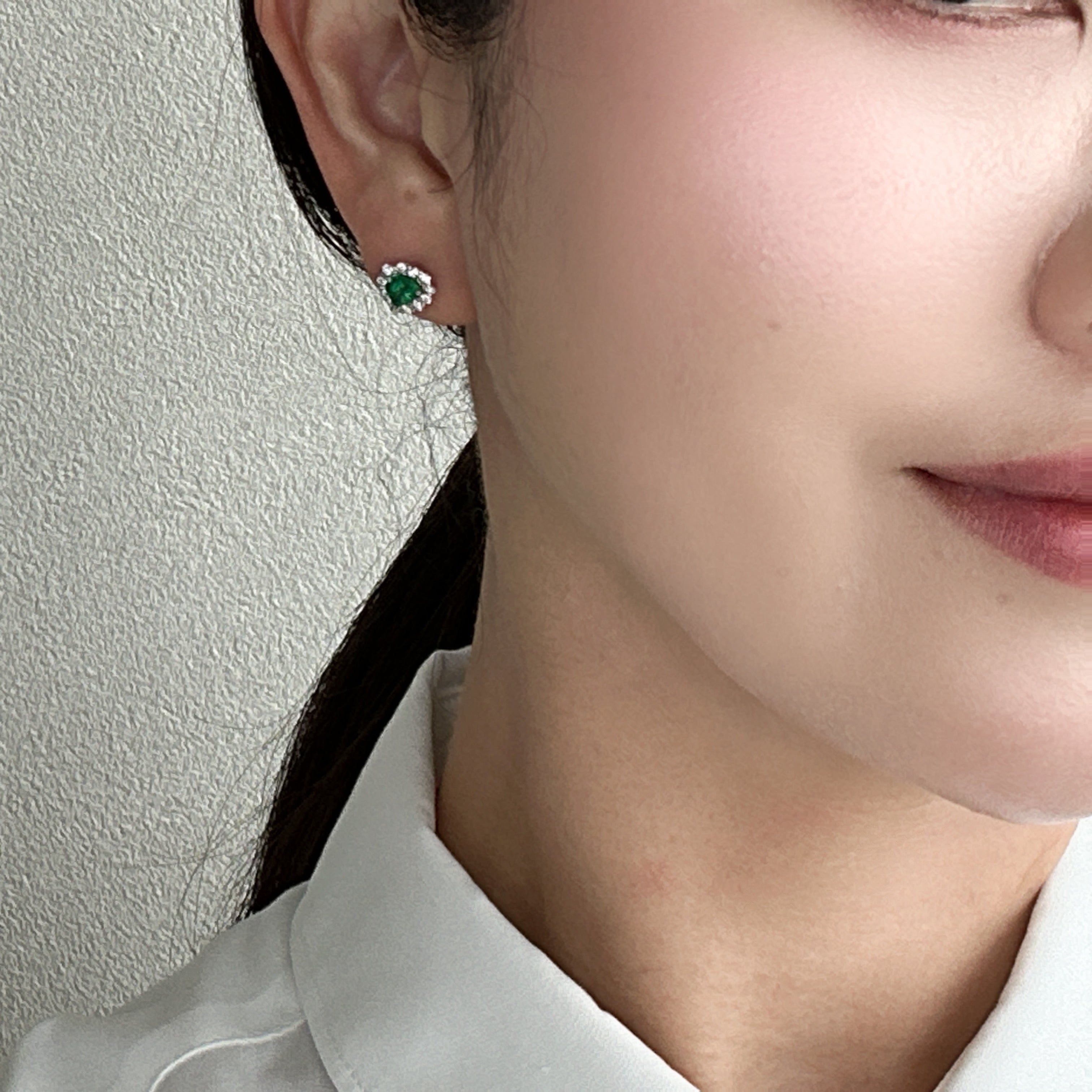 37［一点物/エムロード］ピアス エメラルド 0.5ct×2 HS PT