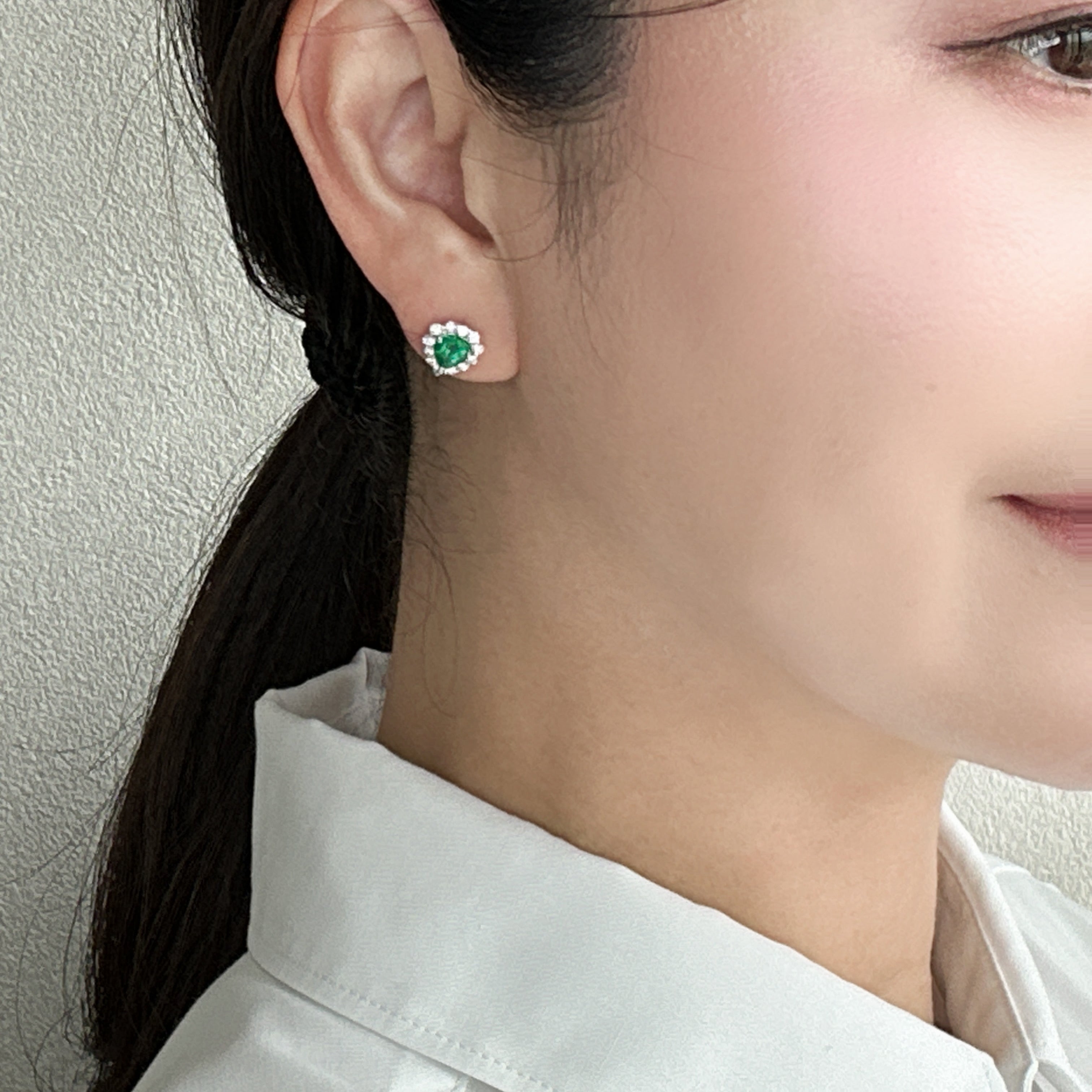 37［一点物/エムロード］ピアス エメラルド 0.5ct×2 HS PT