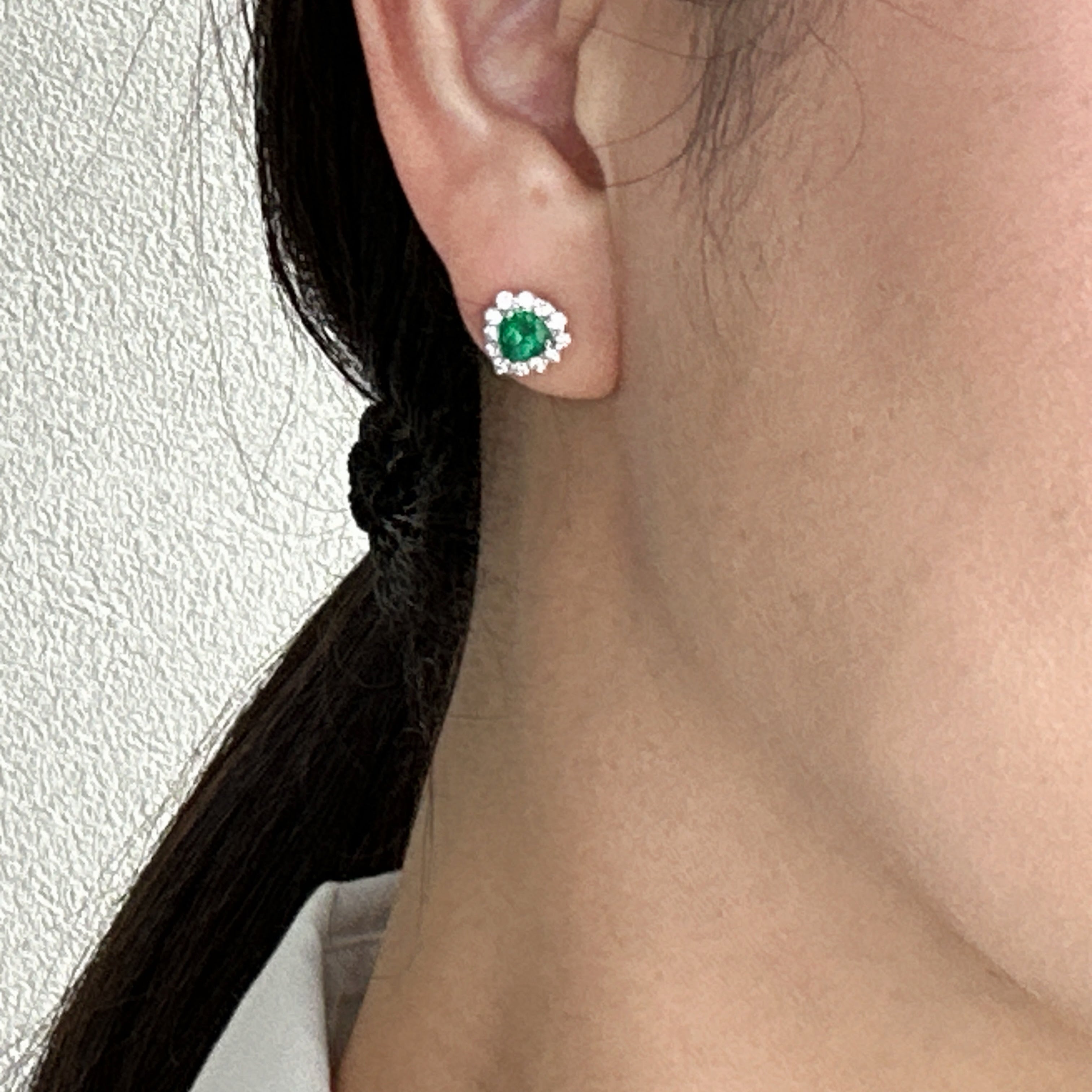 37［一点物/エムロード］ピアス エメラルド 0.5ct×2 HS PT