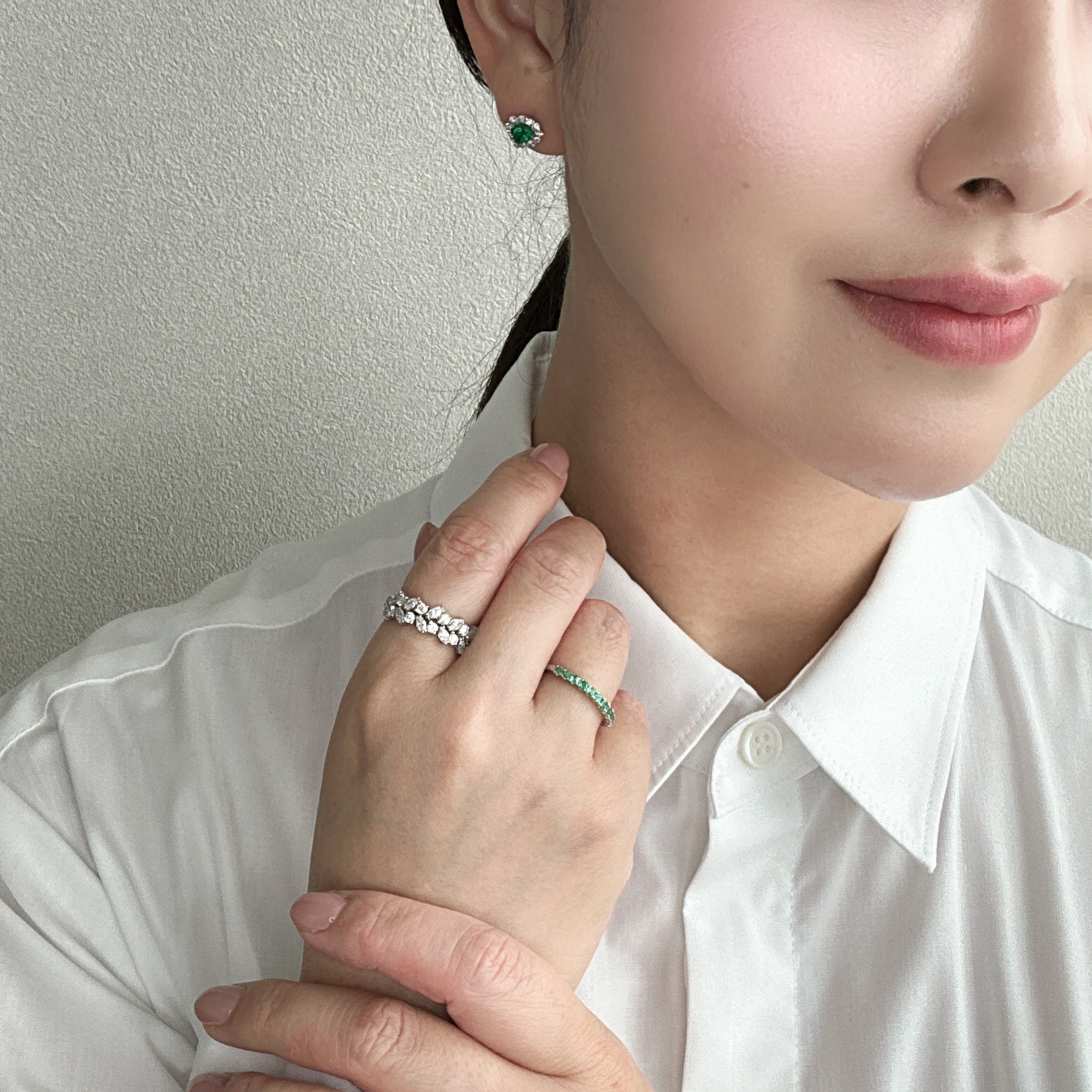 37［一点物/エムロード］ピアス エメラルド 0.5ct×2 HS PT