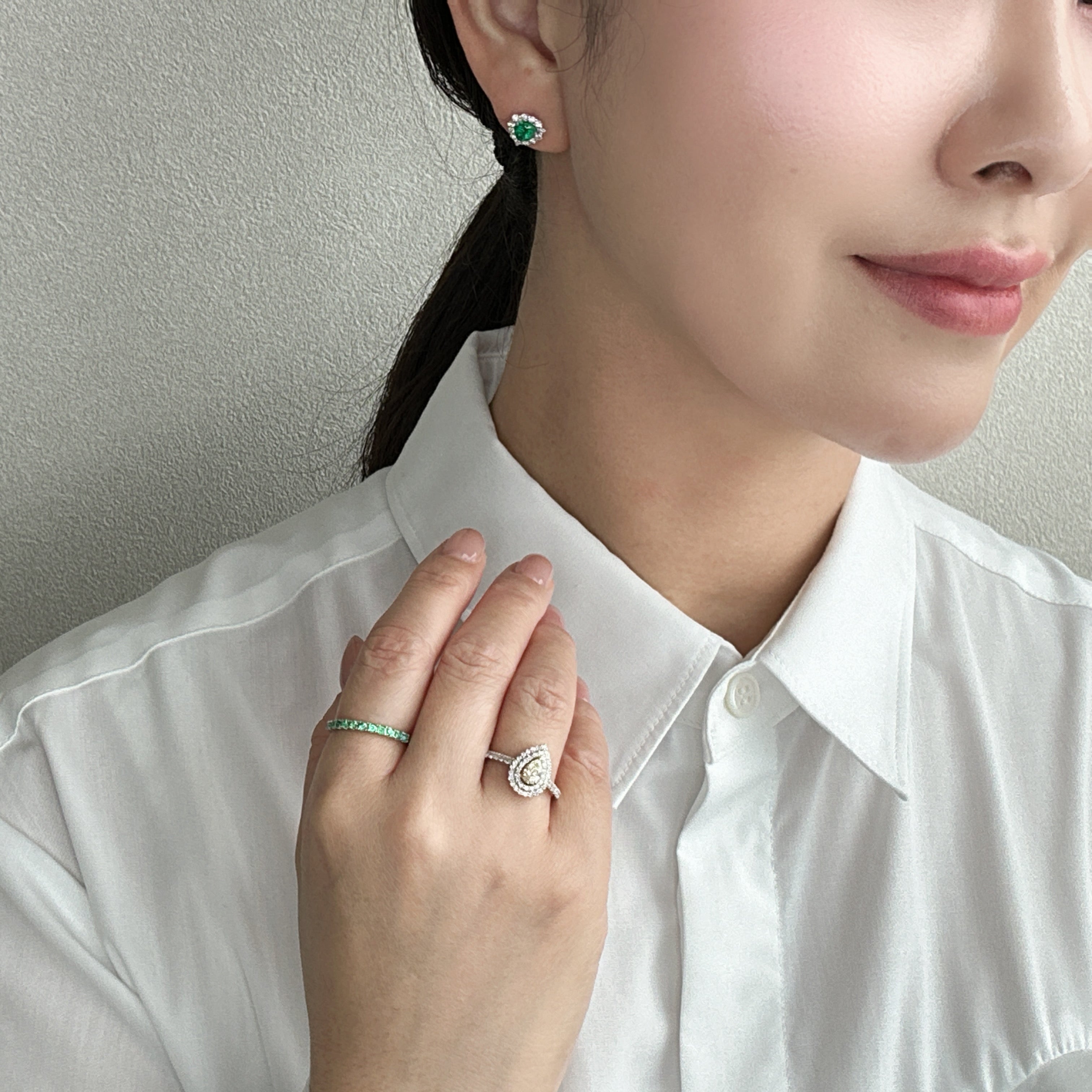 37［一点物/エムロード］ピアス エメラルド 0.5ct×2 HS PT