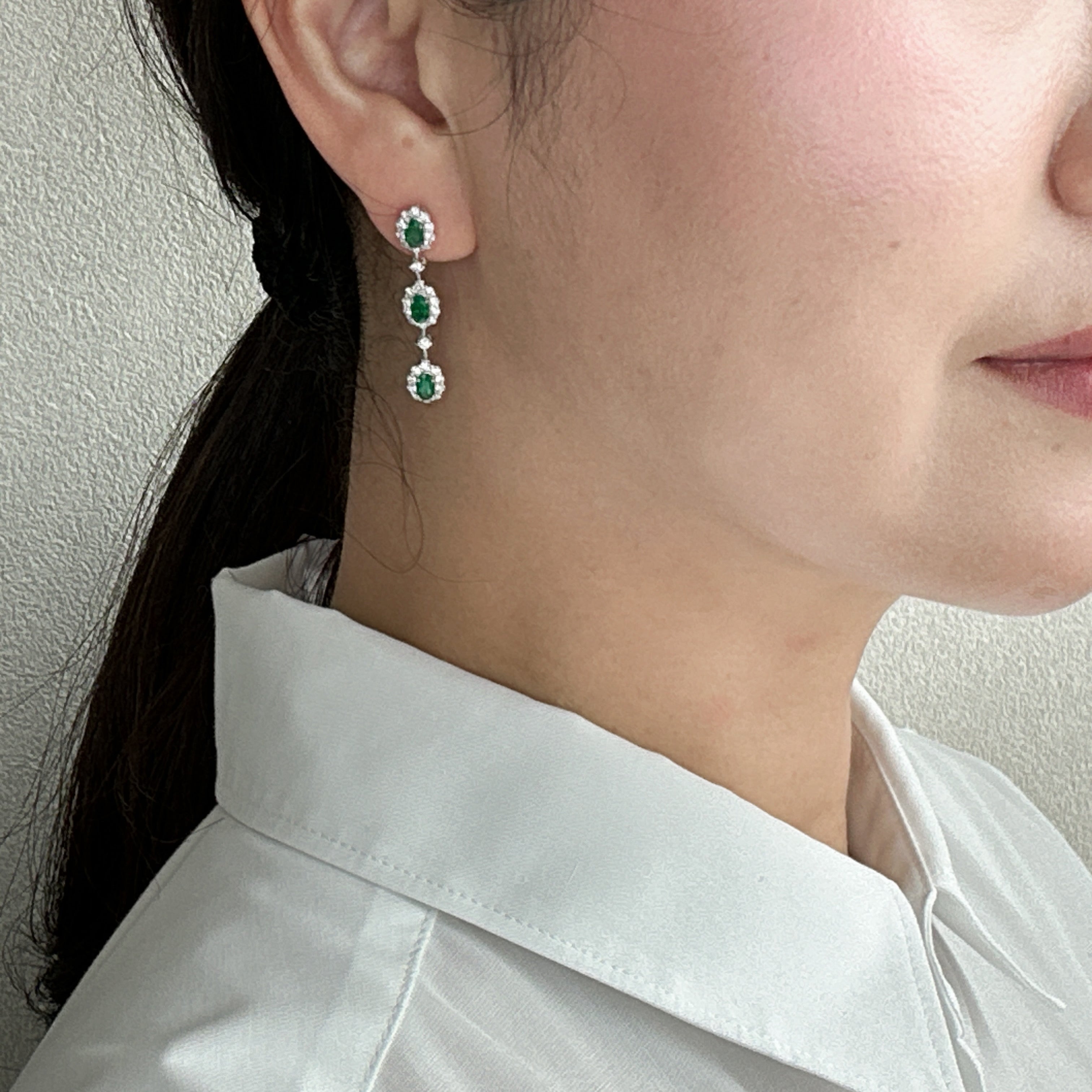 33［一点物］ピアス エメラルド 0.6ct×2 OV PT