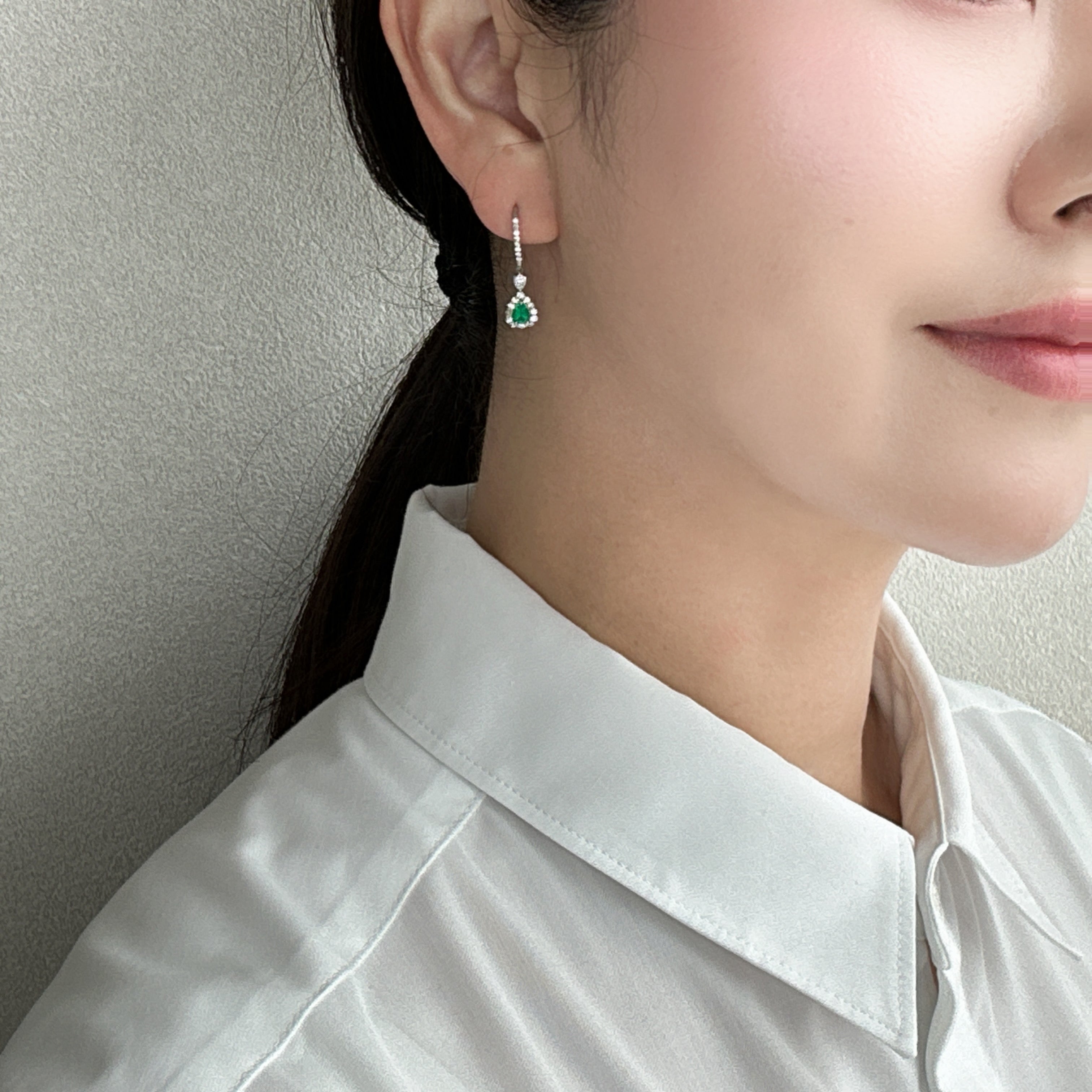 39［一点物］ピアス エメラルド 0.18ct×2 PS PT