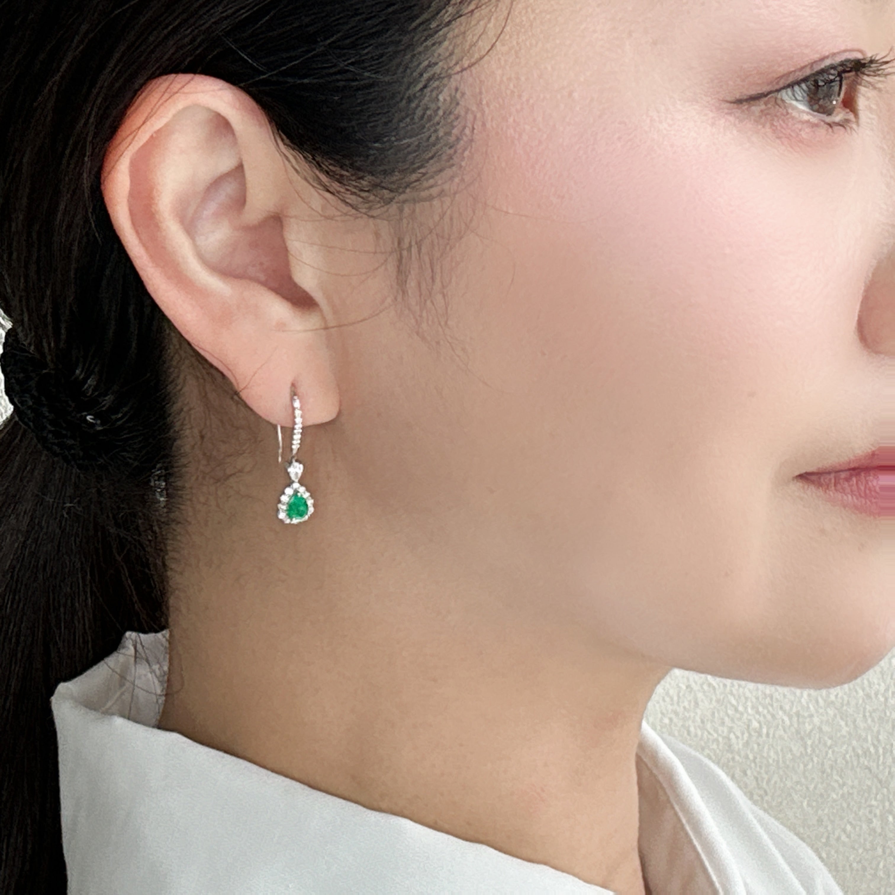 39［一点物］ピアス エメラルド 0.18ct×2 PS PT