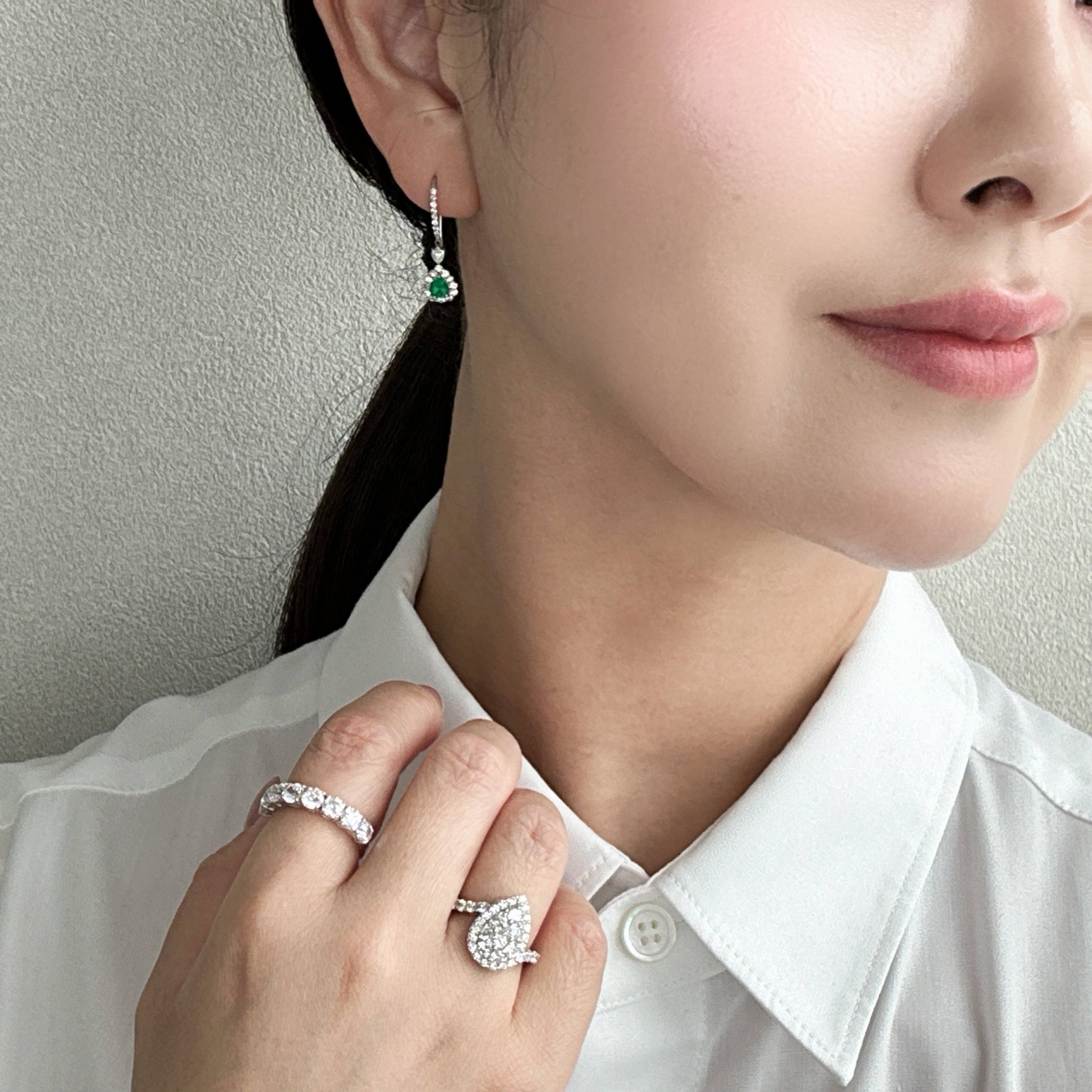 39［一点物］ピアス エメラルド 0.18ct×2 PS PT