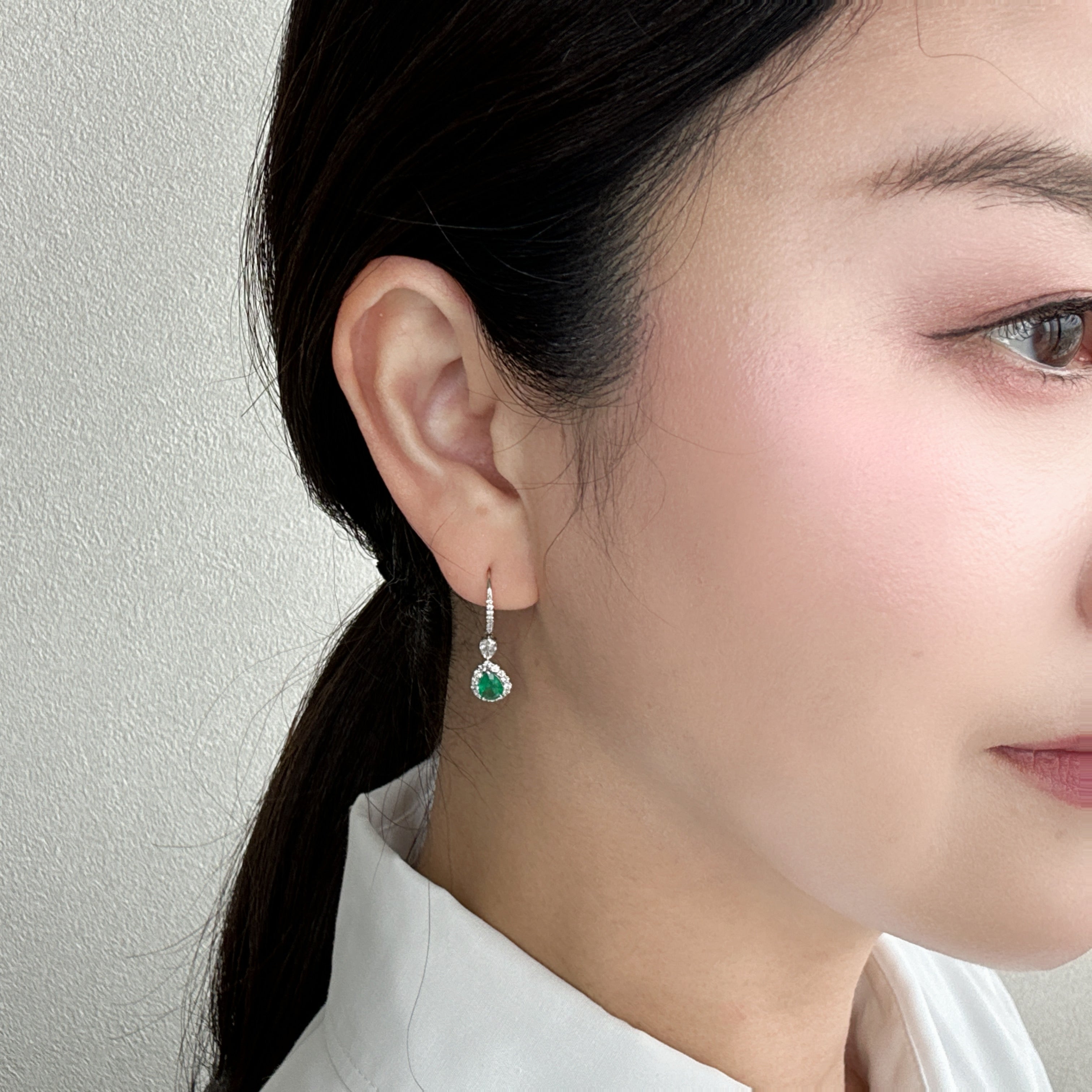 34［一点物］ピアス エメラルド 0.3ct×2 PS PT