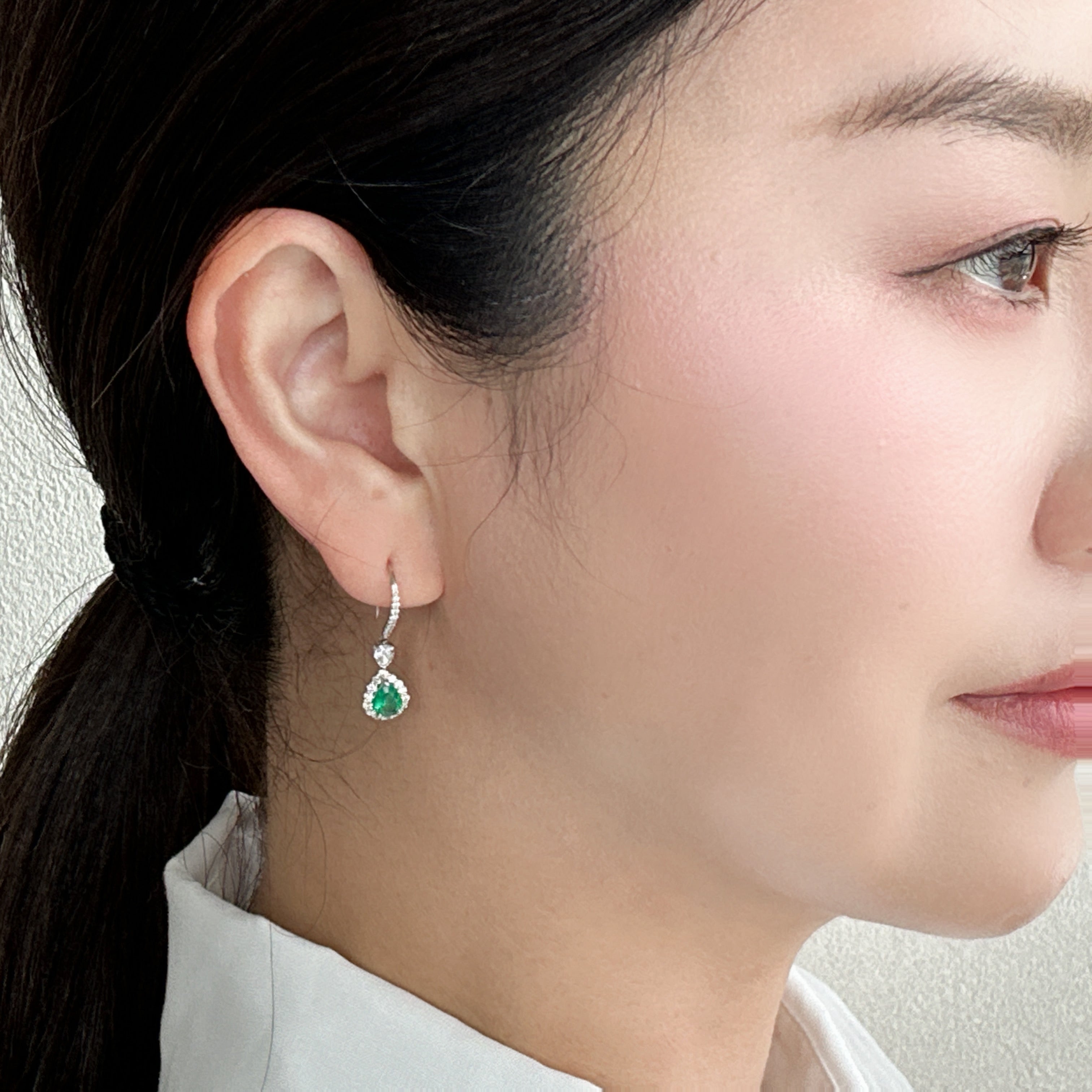 34［一点物］ピアス エメラルド 0.3ct×2 PS PT