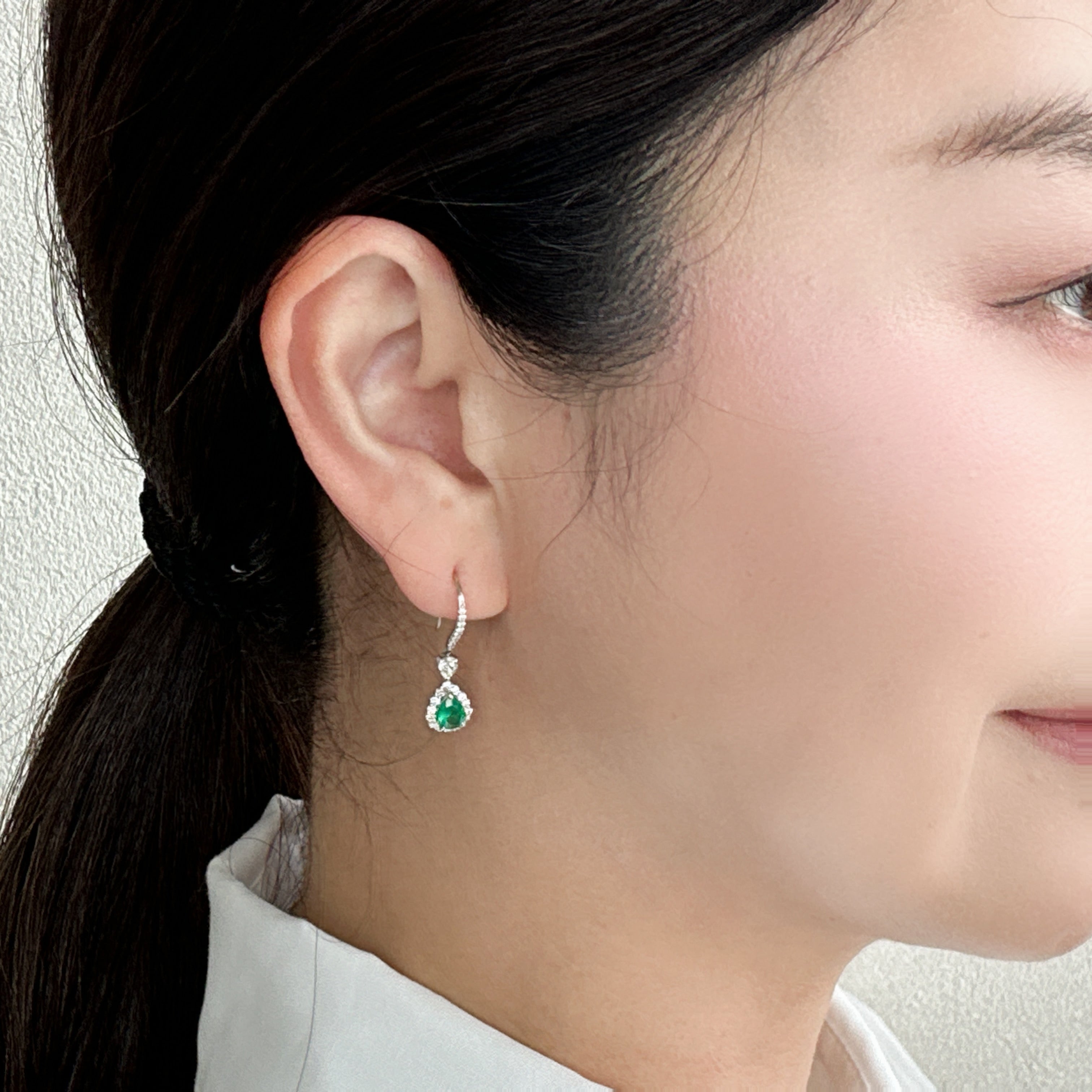 34［一点物］ピアス エメラルド 0.3ct×2 PS PT