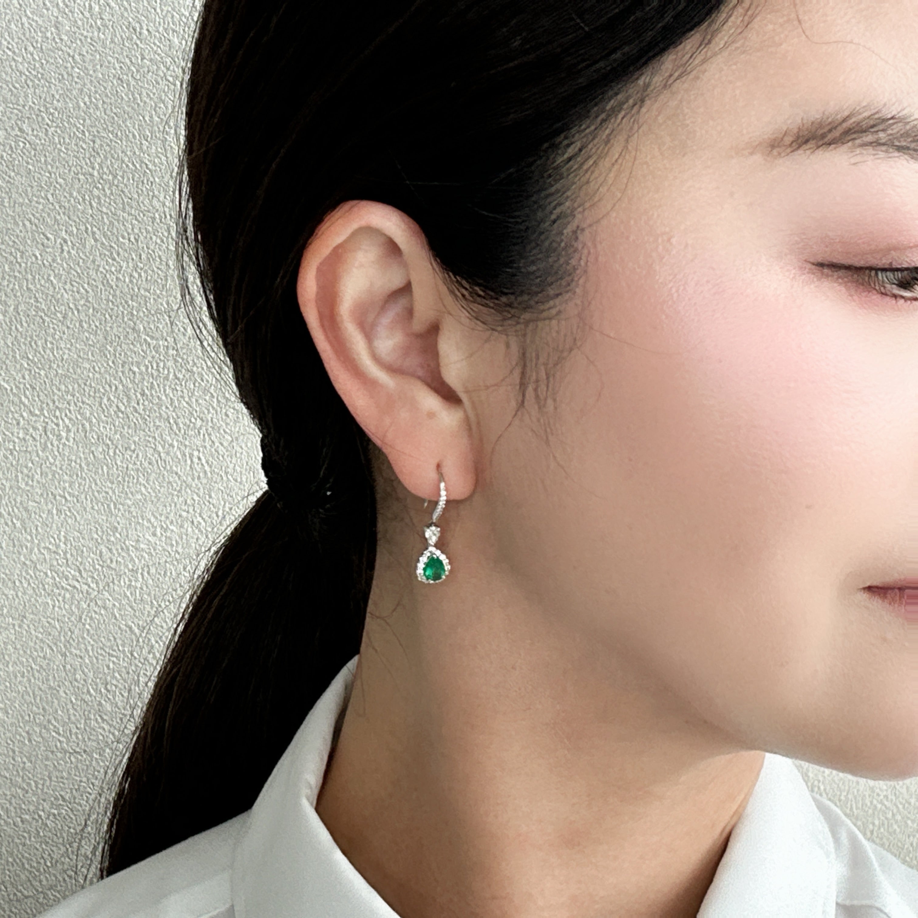 34［一点物］ピアス エメラルド 0.3ct×2 PS PT