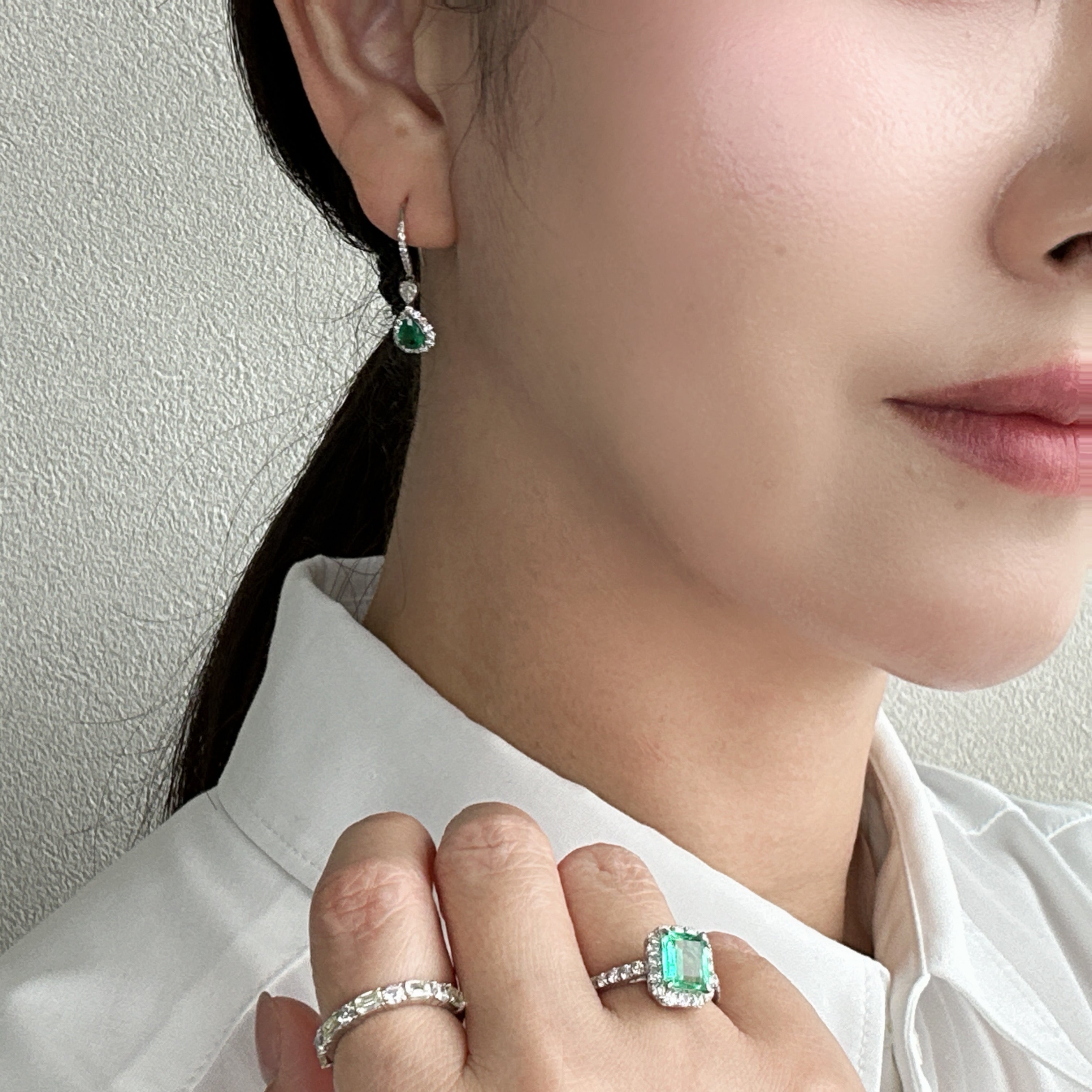 34［一点物］ピアス エメラルド 0.3ct×2 PS PT
