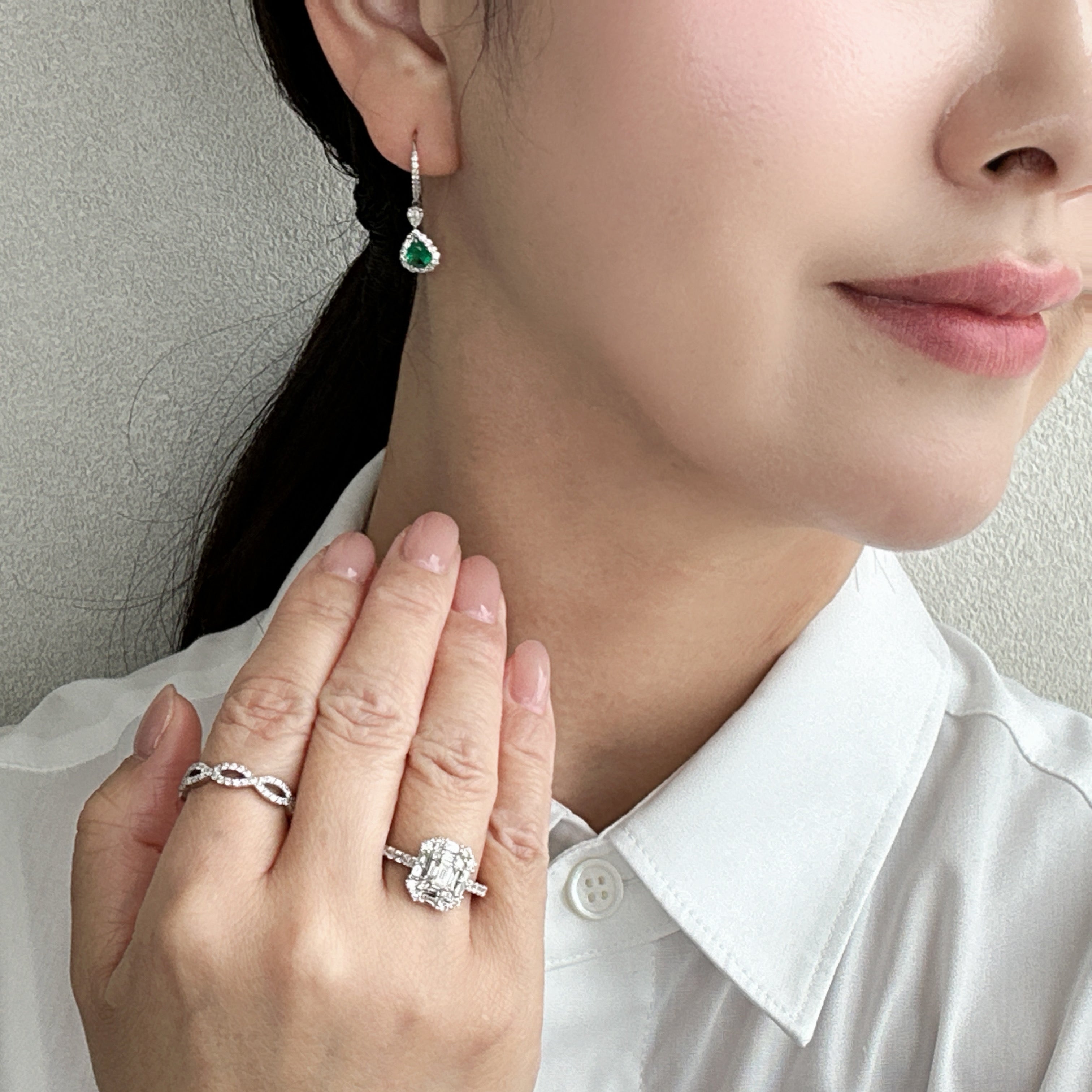 34［一点物］ピアス エメラルド 0.3ct×2 PS PT