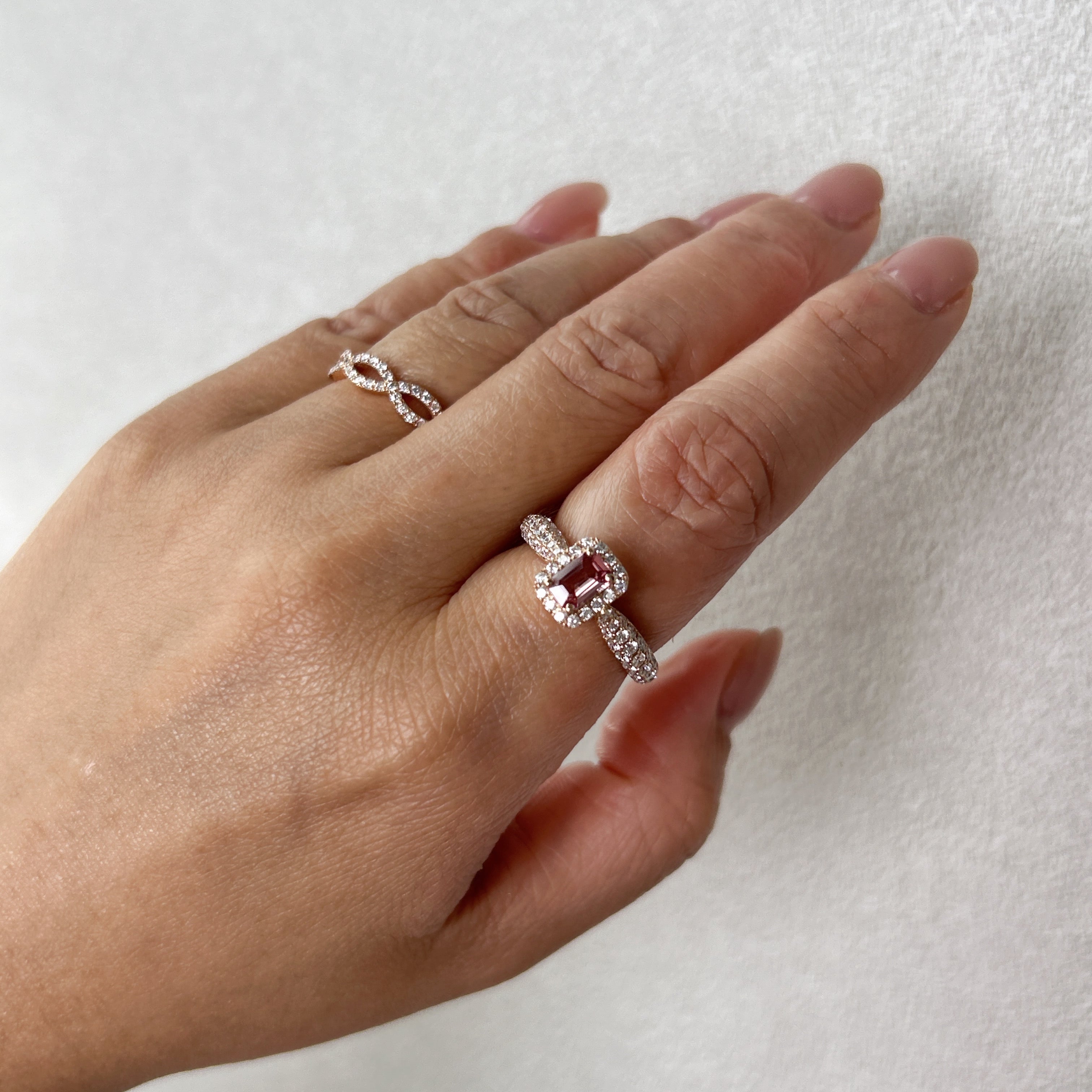 ［パリの小路］リング パパラチアサファイア 0.4ctUP SQ K18PG