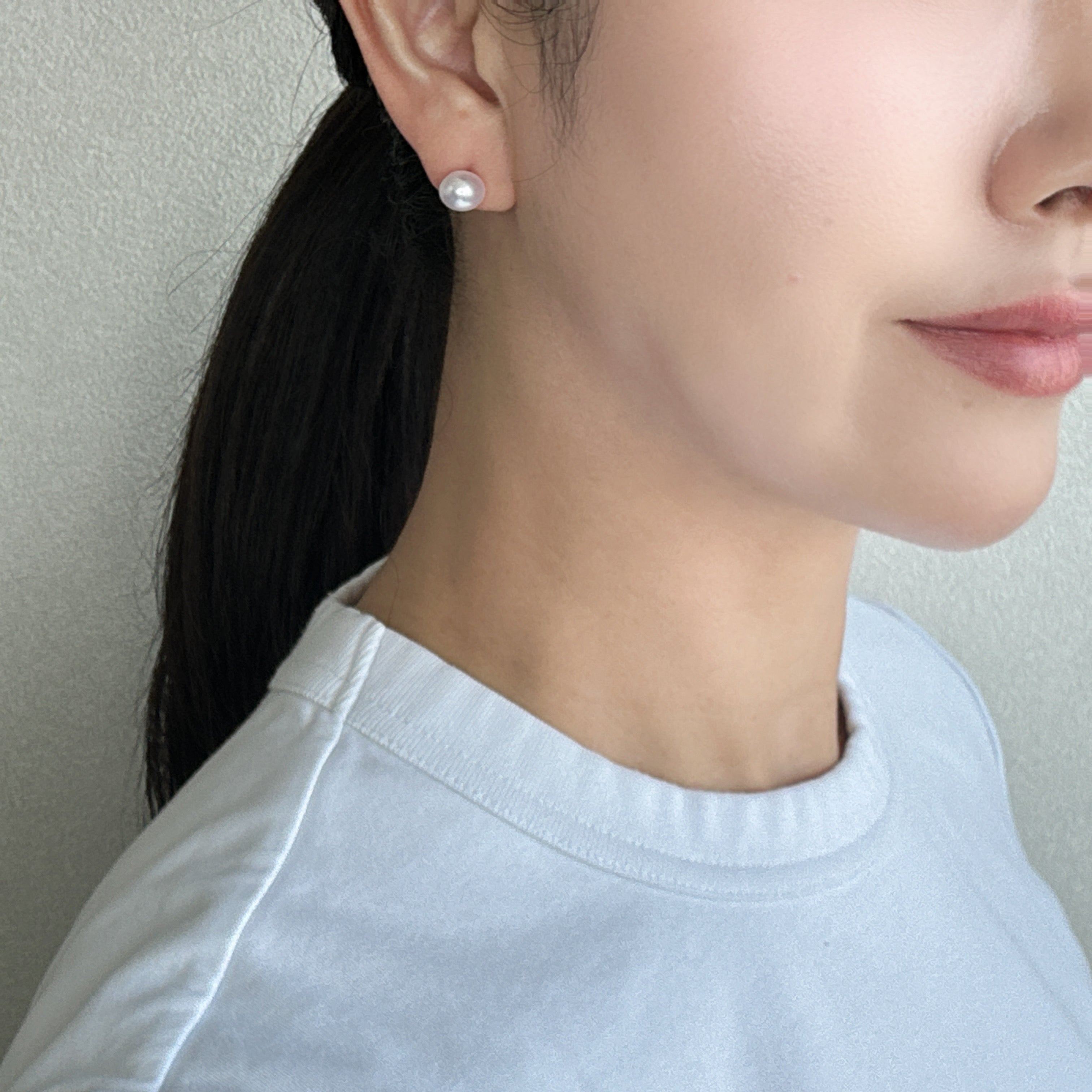 ［ひとつふたつ/PS］ピアス ダイヤ あこや真珠8mm