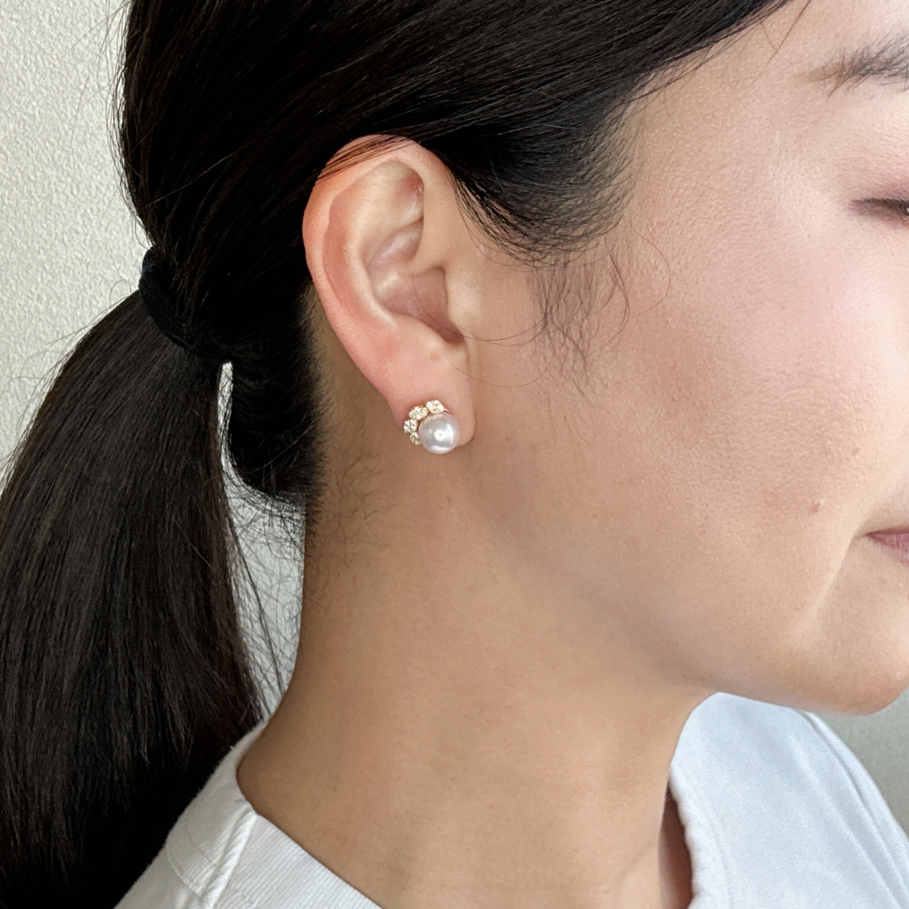 ［アマリリス］ピアス あこや真珠8mｍ