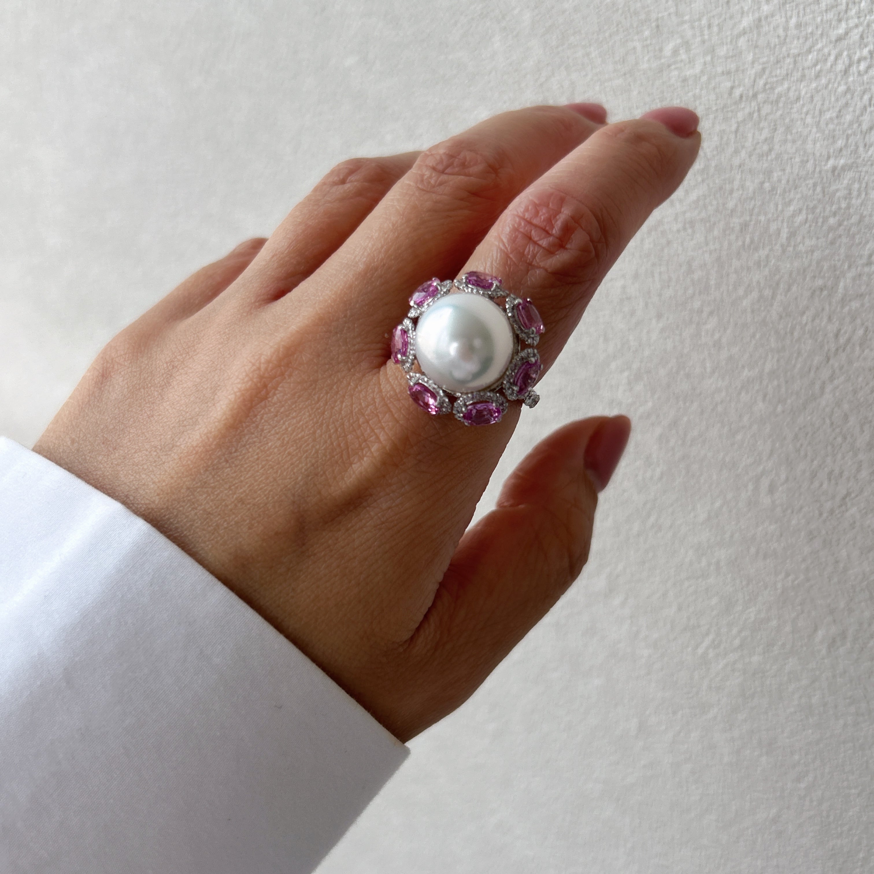 ［チューリップローズ］リング 南洋真珠12mm