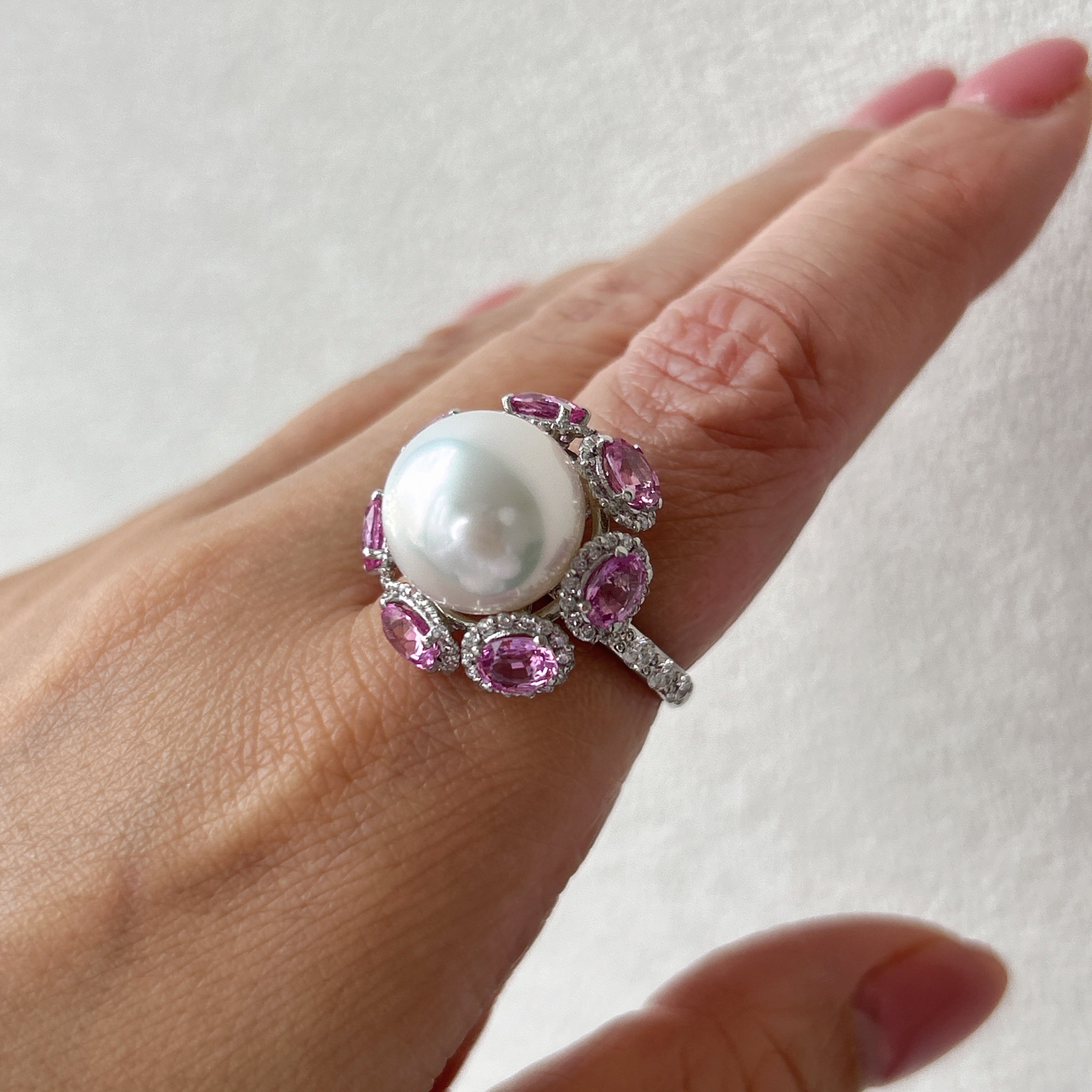 ［チューリップローズ］リング 南洋真珠12mm