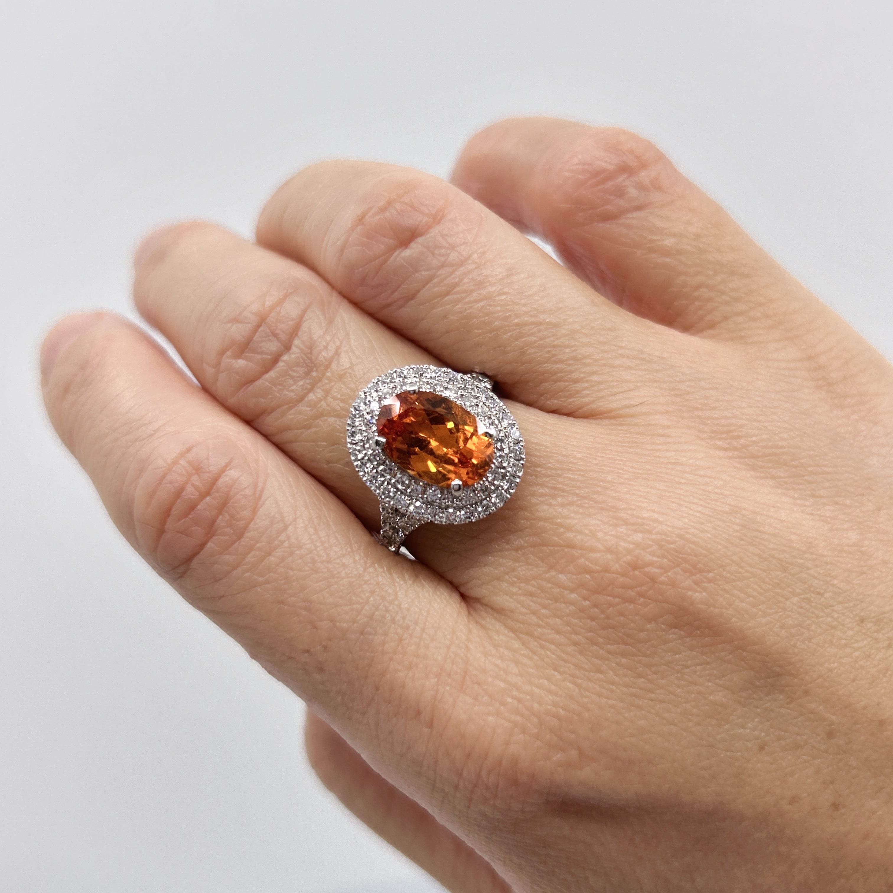 ［一点物] リング マンダリンガーネット 3.5ct前後 OV PT