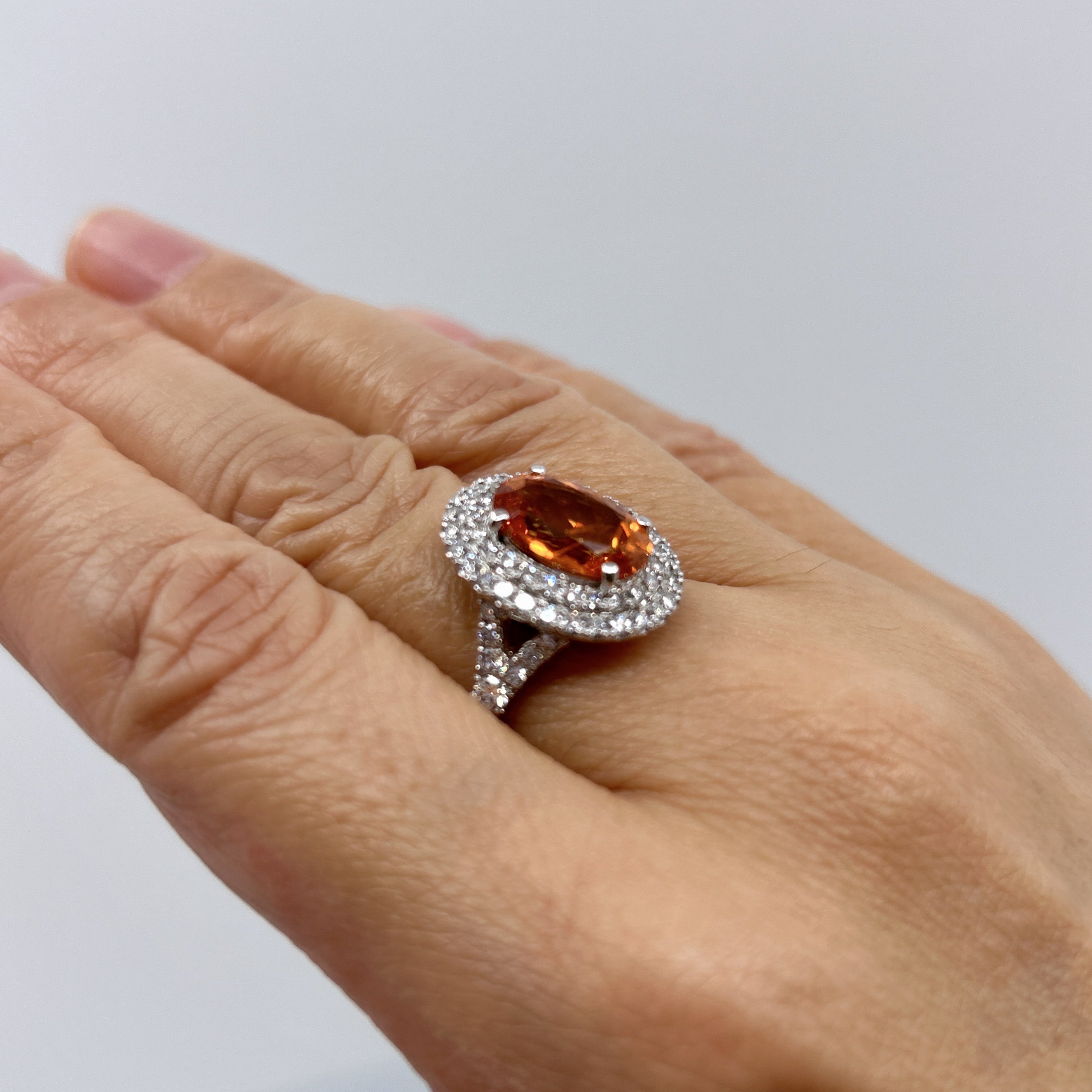 ［一点物] リング マンダリンガーネット 3.5ct前後 OV PT