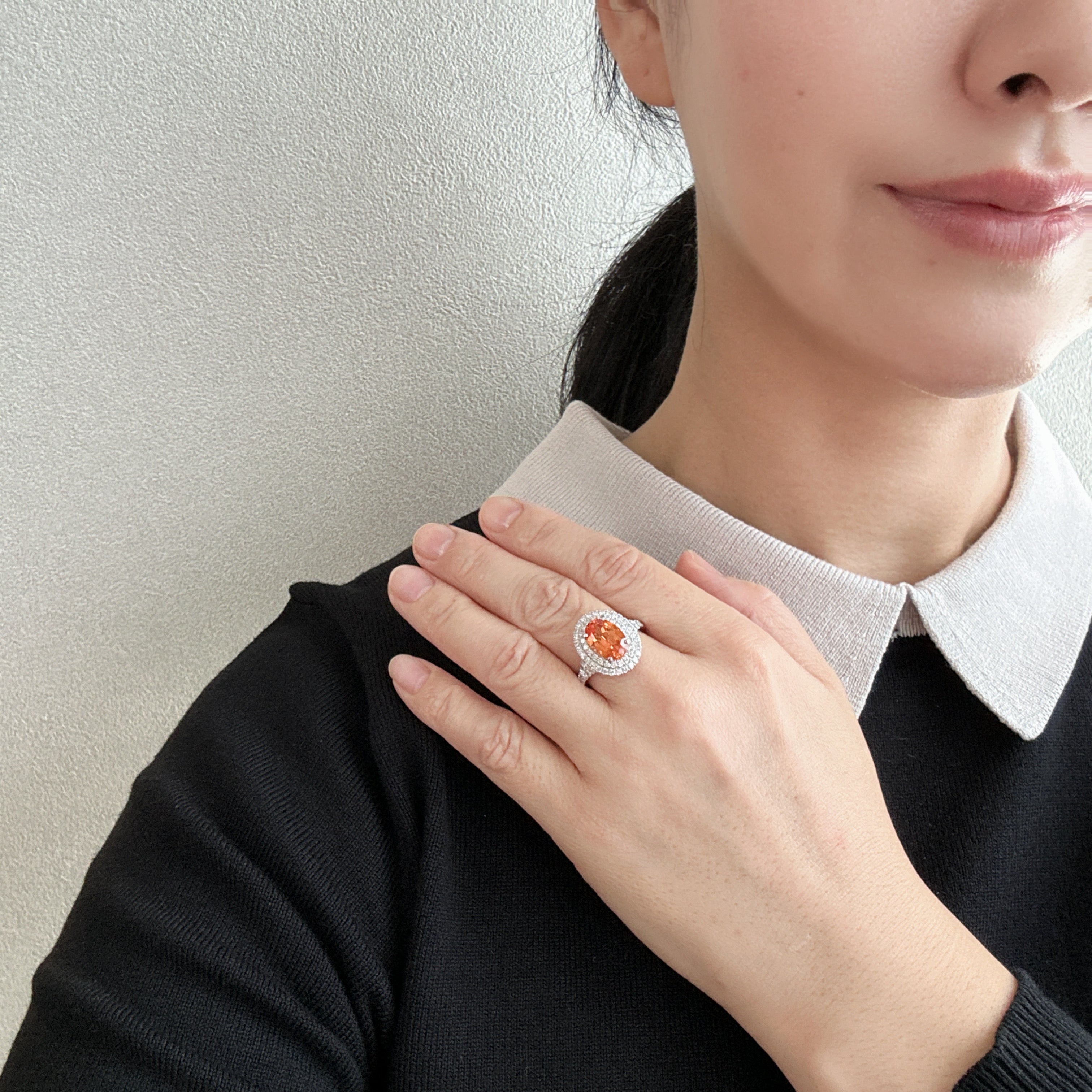 ［一点物] リング マンダリンガーネット 3.5ct前後 OV PT