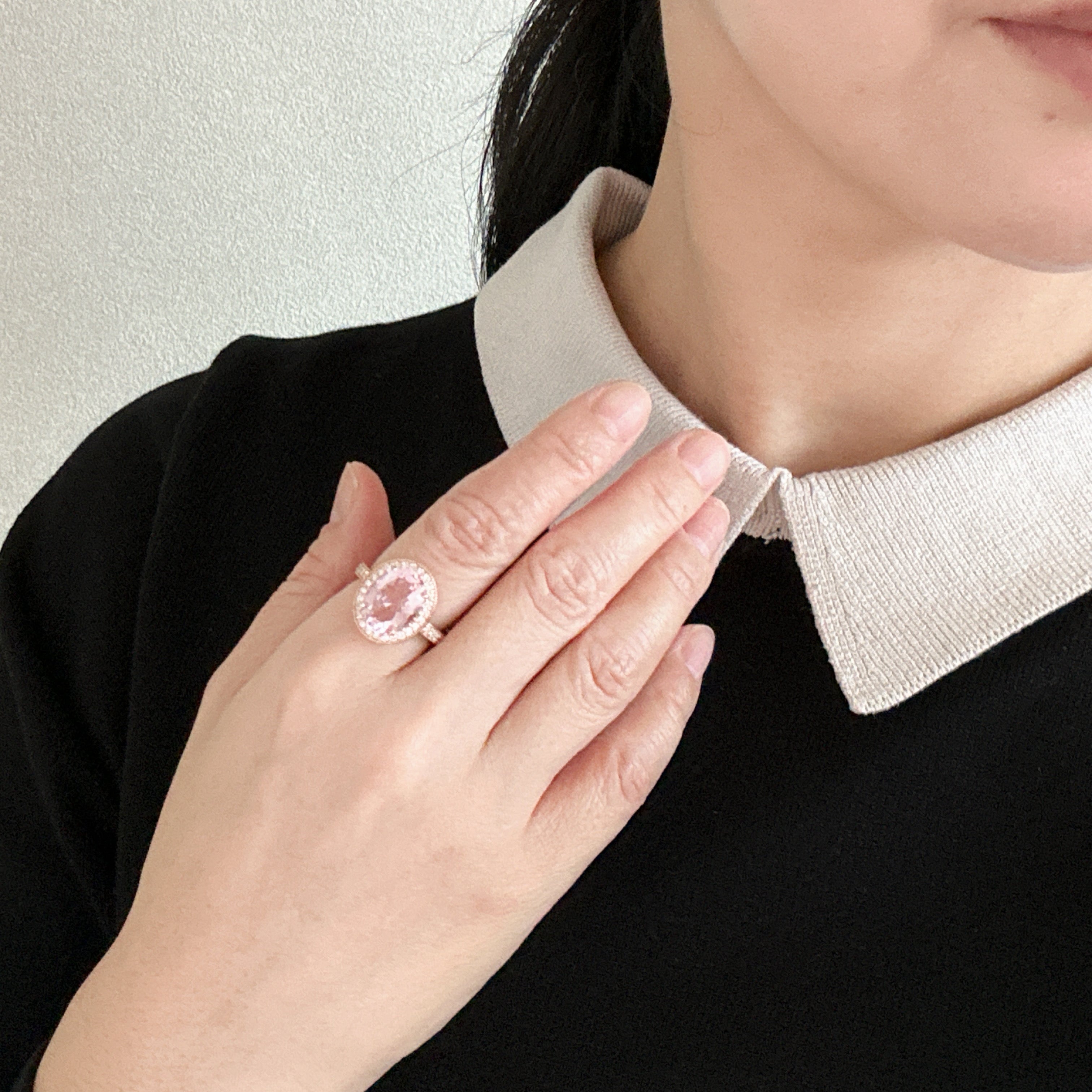 ［一点物/ローラ］リング モルガナイト 3.2ct OV K18PG