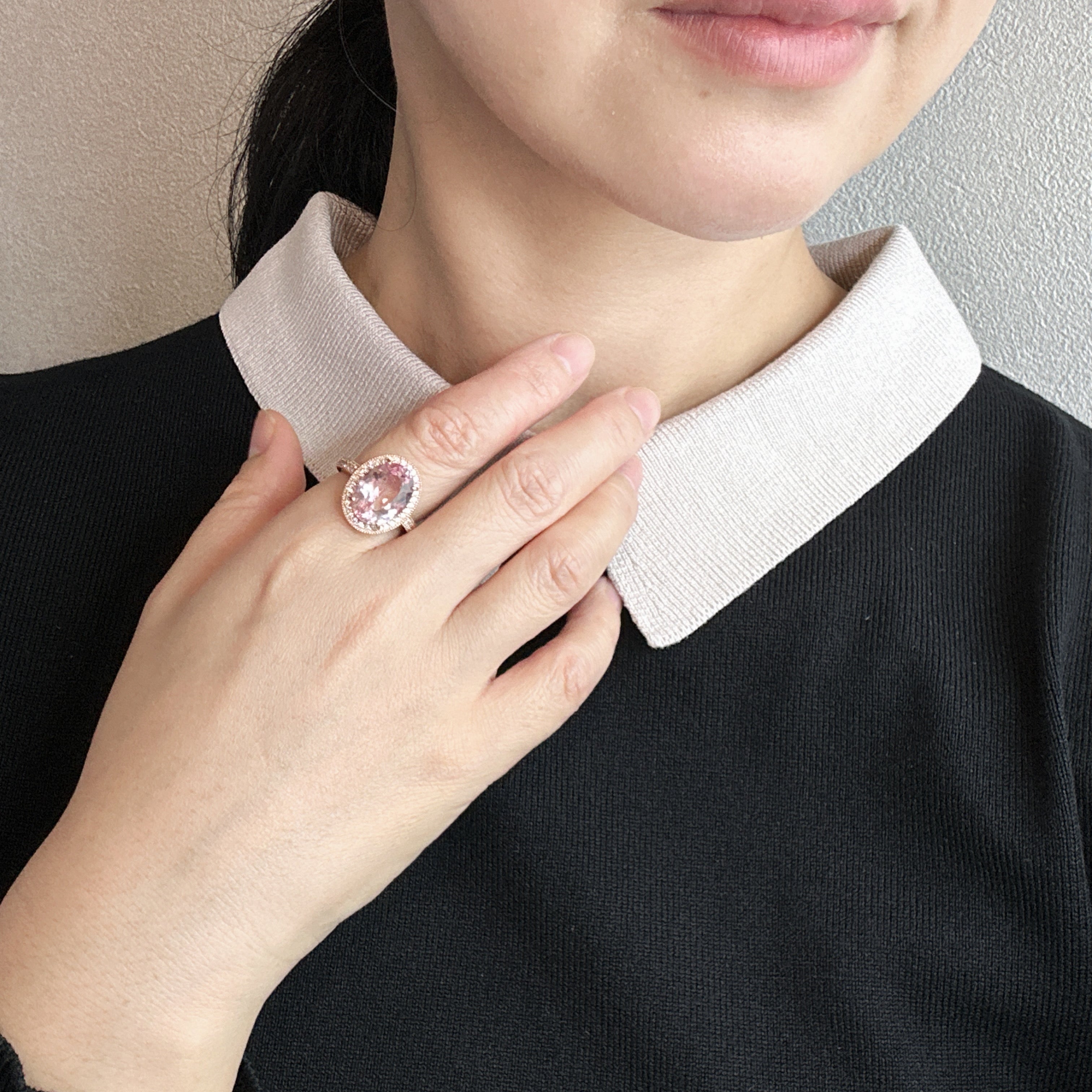 ［一点物/ローラ］リング モルガナイト 5ct OV K18PG