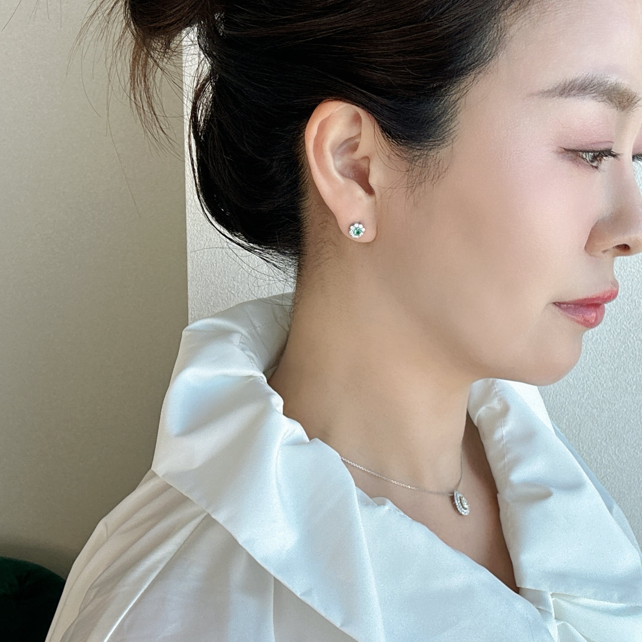 ［即納/一点物］ピアス エメラルド 0.09ct前後×2 RO PT