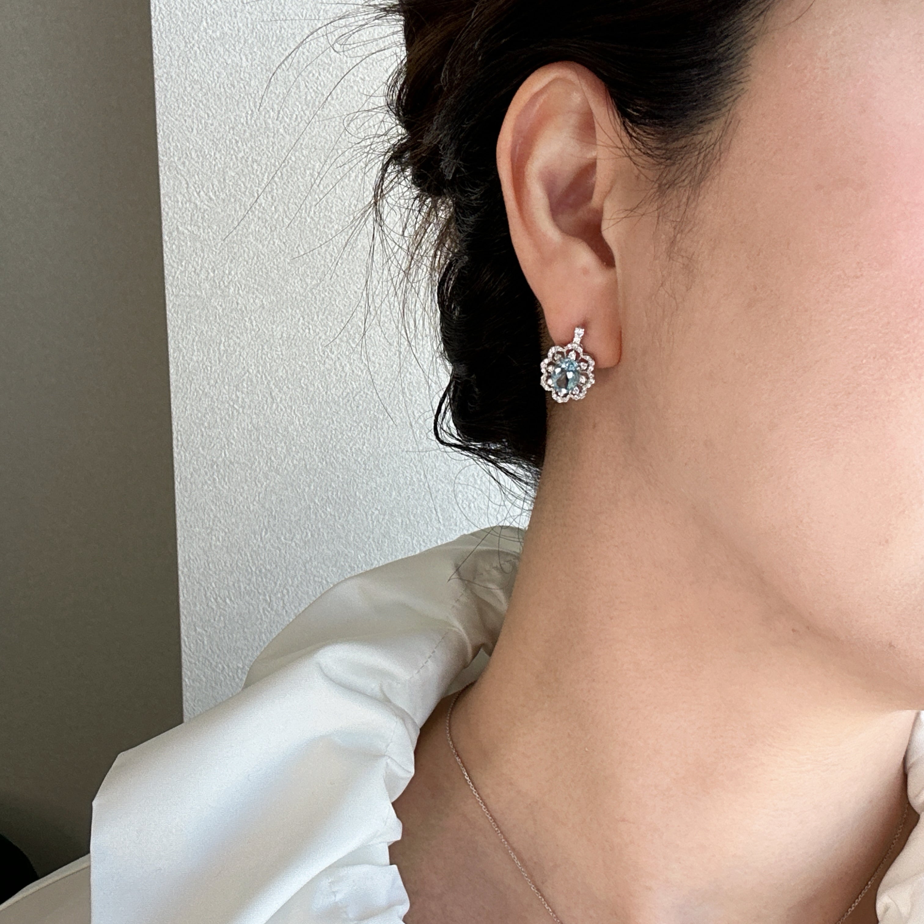 5［即納/一点物/セラン］ピアス アクアマリン 1ct前後×2 OV PT