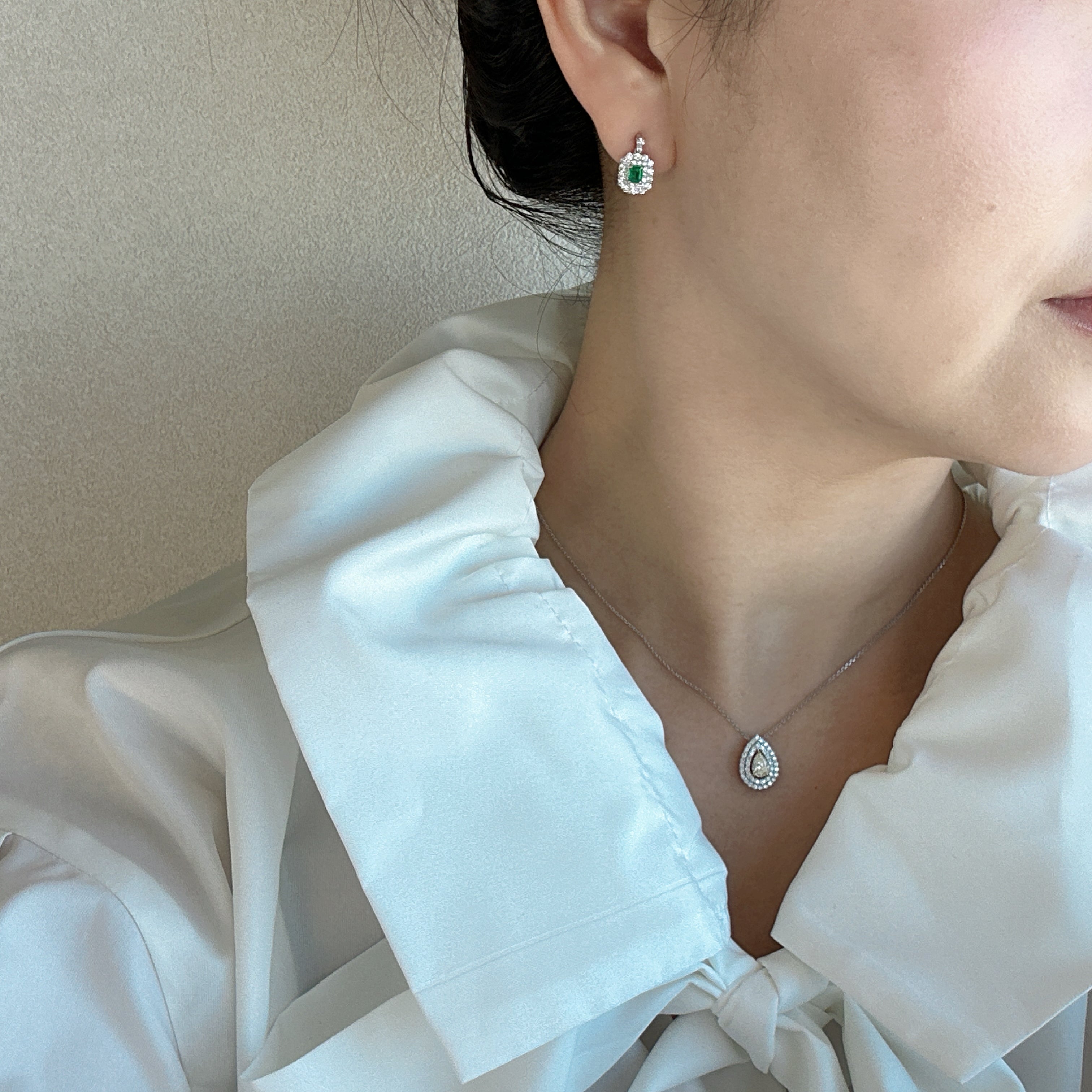 7［即納/一点物］ピアス エメラルド0.1ct前後×2 SQ PT