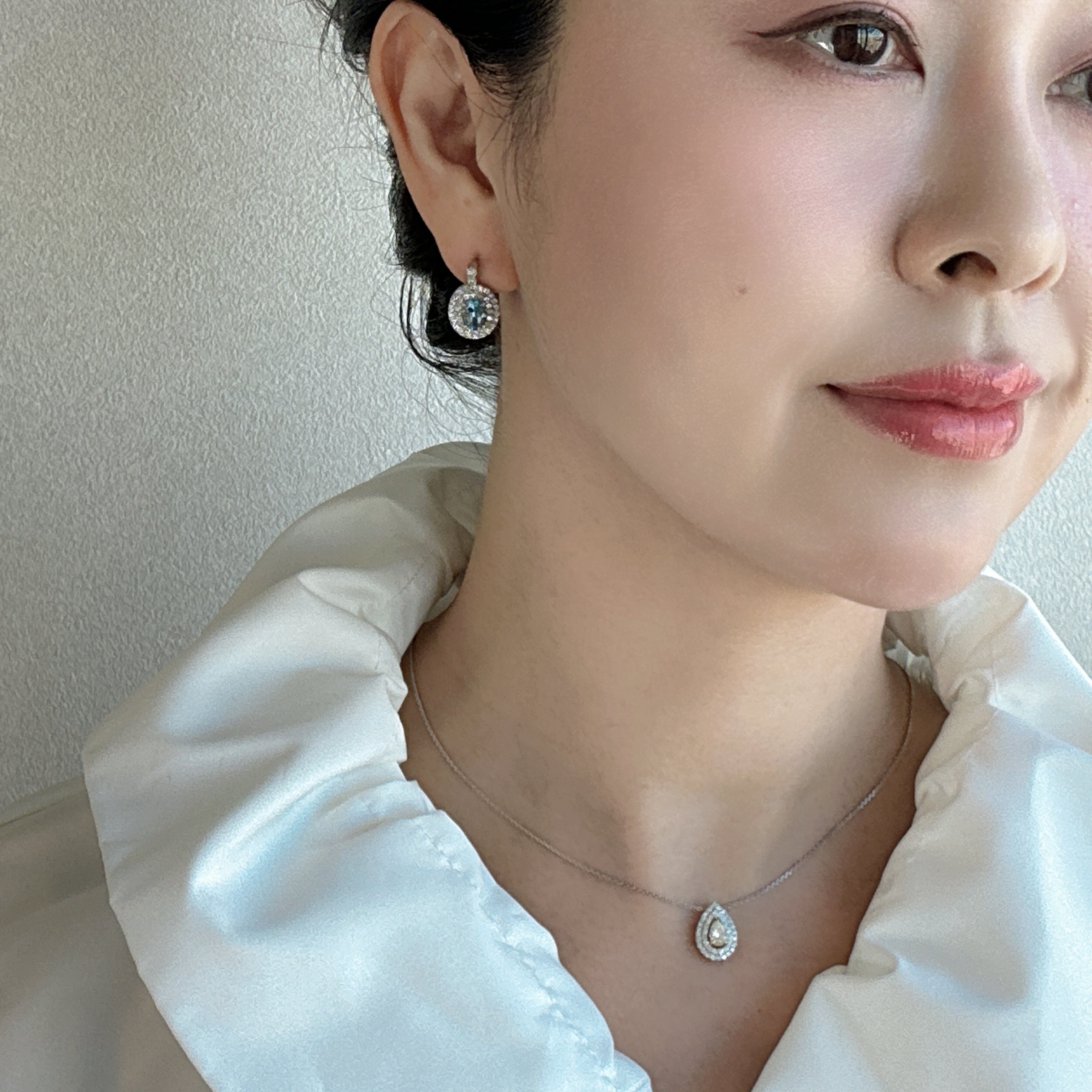 3［即納/一点物/シャリズム］ピアス アクアマリン 0.5ct前後×2 OV PT