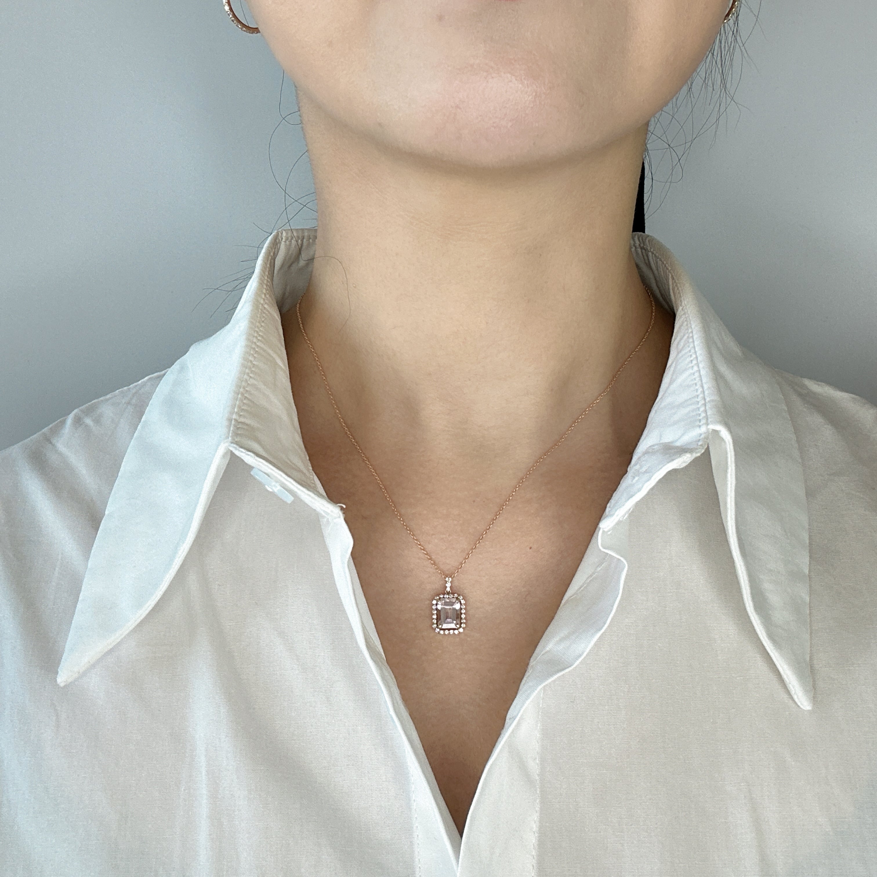 502［一点物］ネックレス モルガナイト 1.4ct SQ K18PG